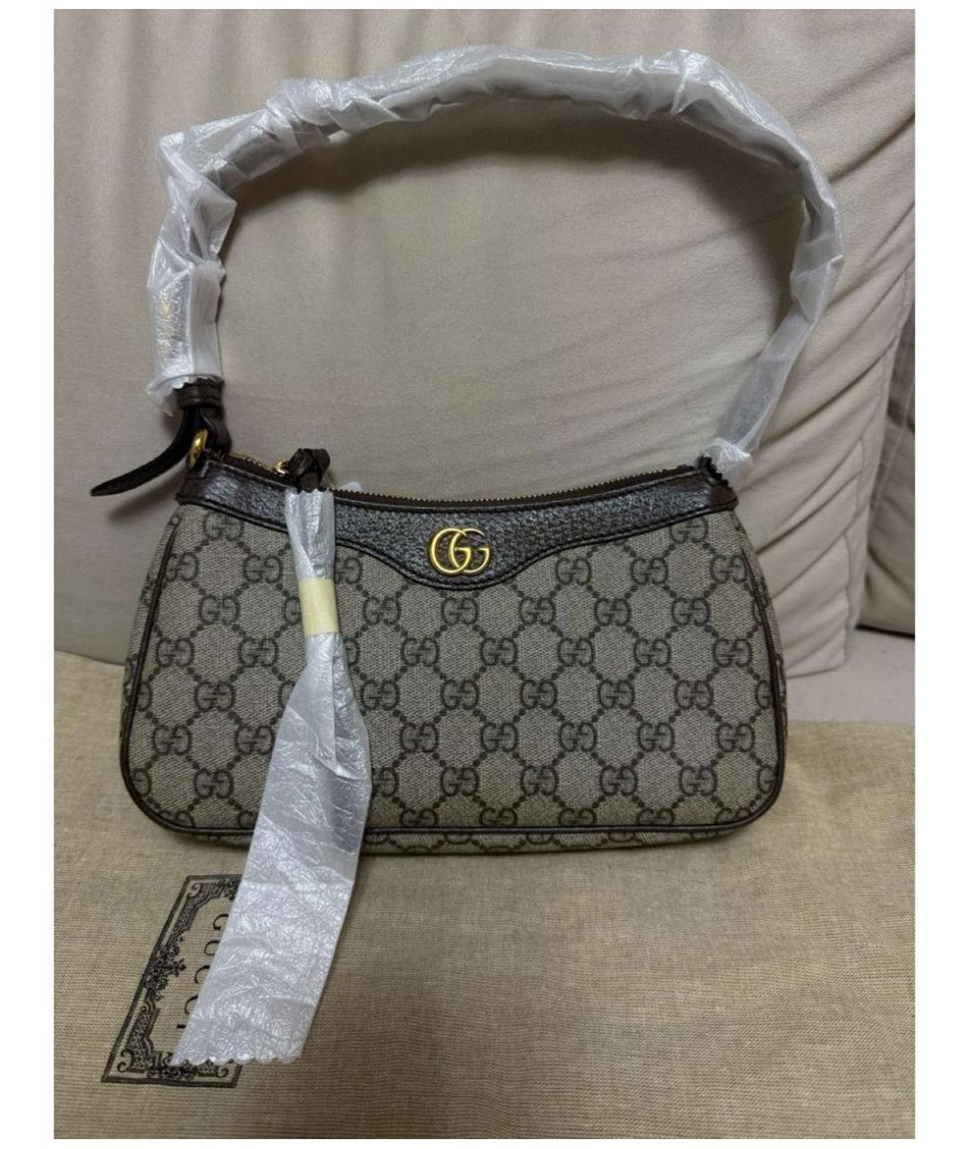 GUCCI Коричневая кожаная сумка с короткими ручками, фото 2