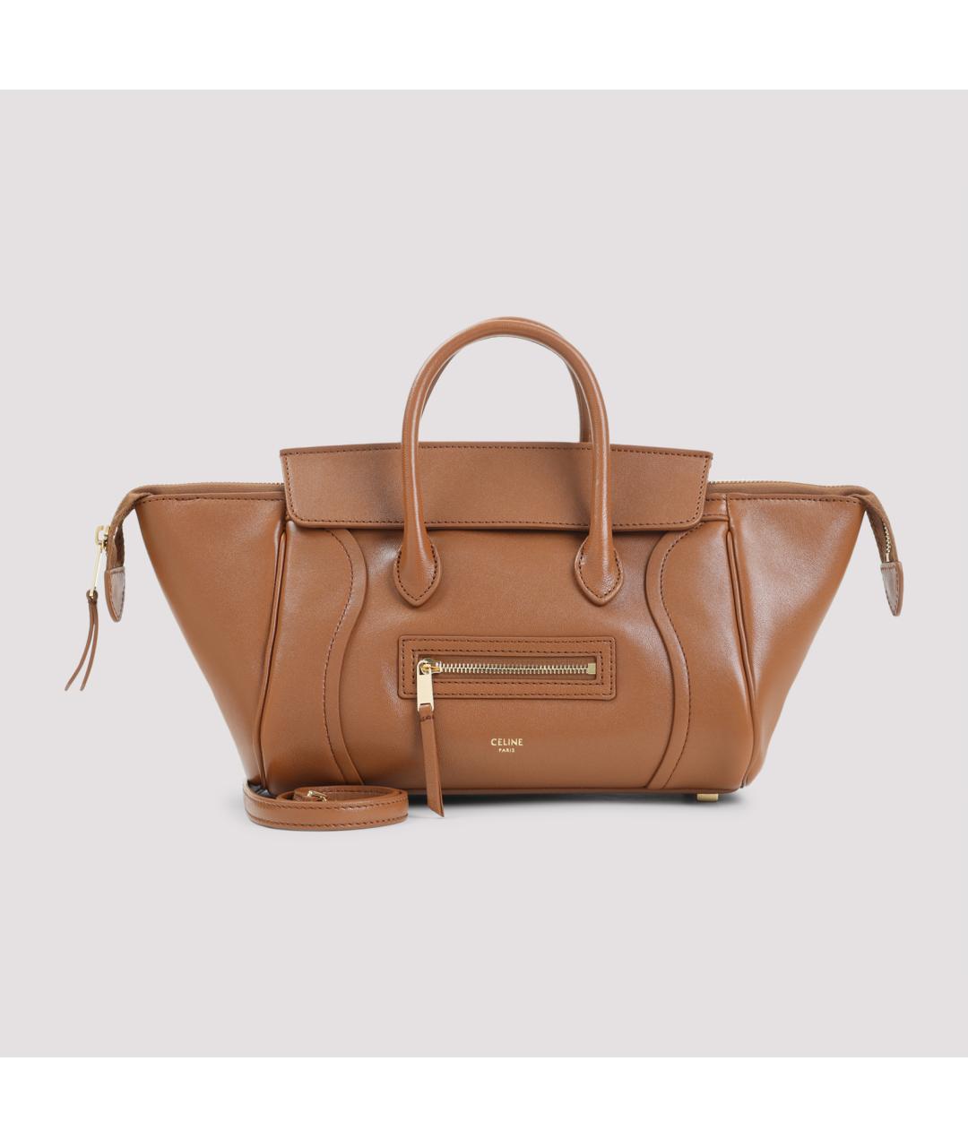 CELINE Коричневая кожаная сумка тоут, фото 3