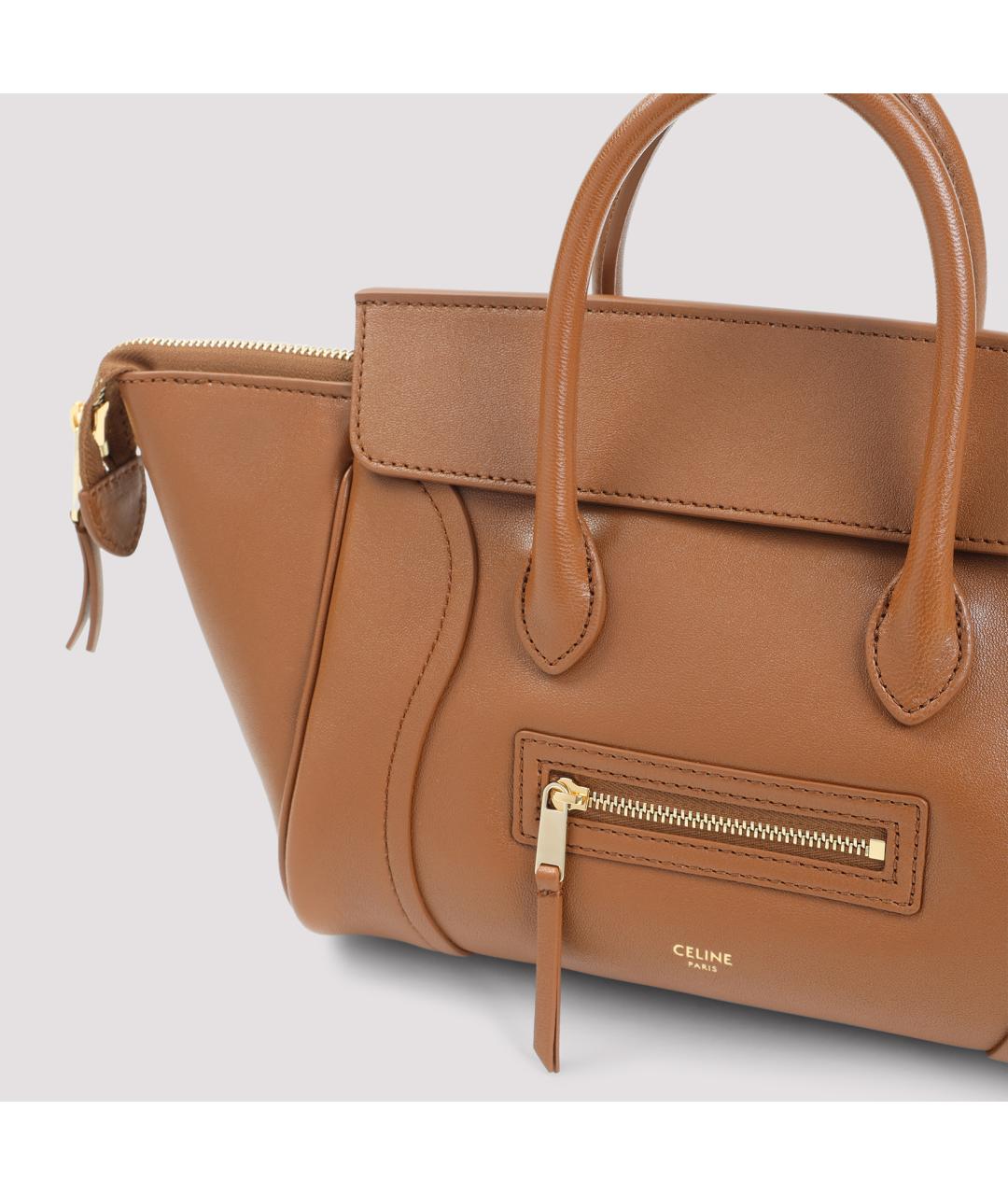 CELINE Коричневая кожаная сумка тоут, фото 5