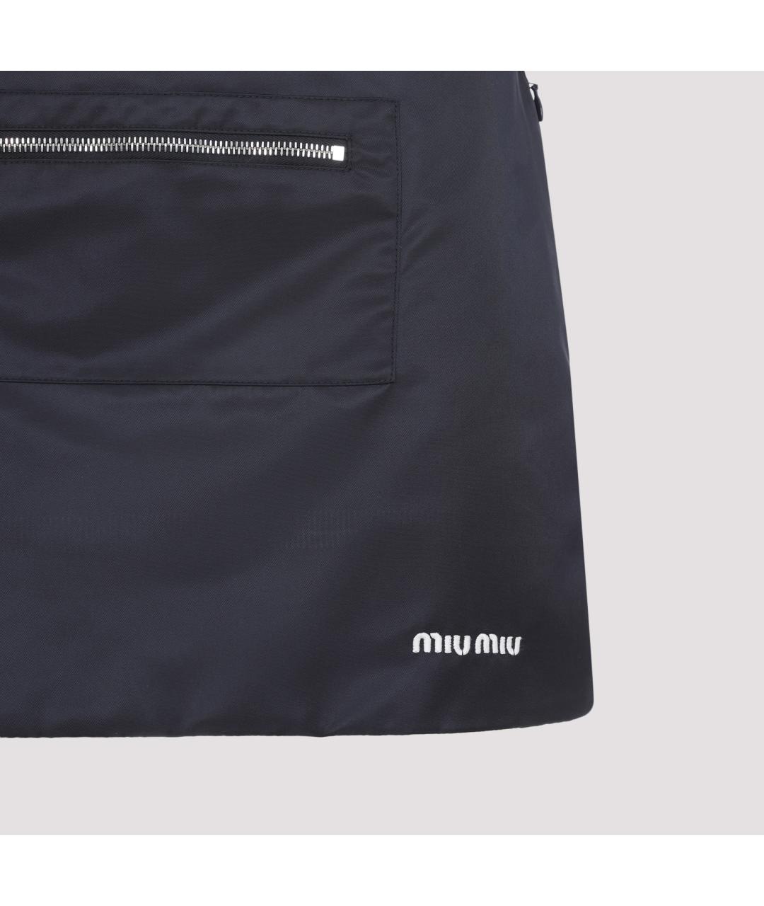 MIU MIU Синяя полиамидовая юбка мини, фото 5