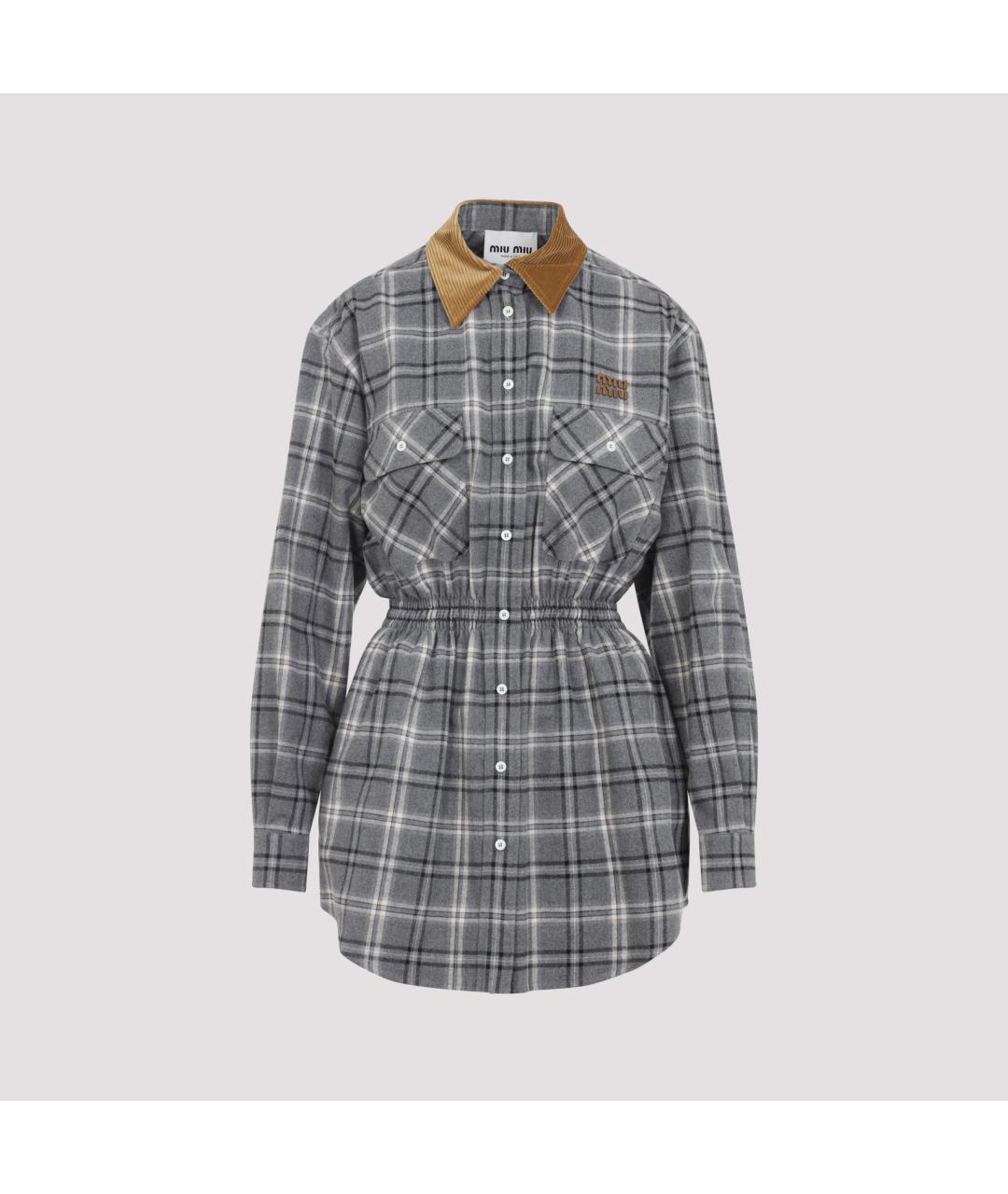 MIU MIU Серое хлопковое повседневное платье, фото 3