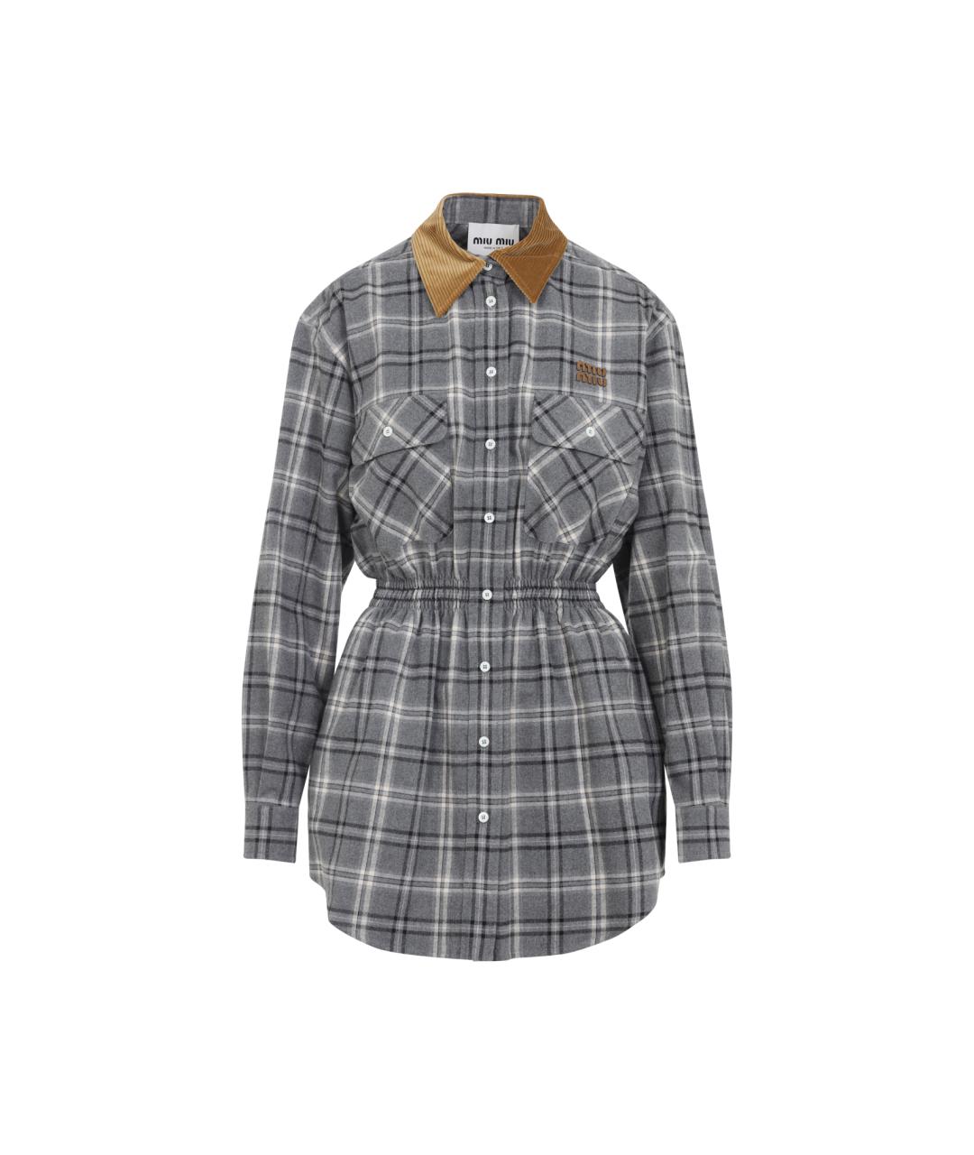 MIU MIU Серое хлопковое повседневное платье, фото 1