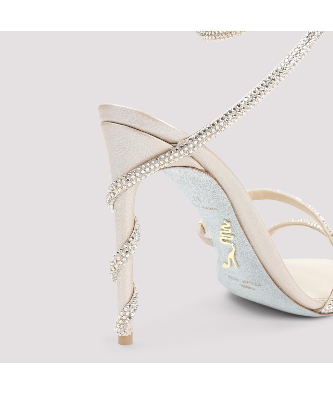 RENE CAOVILLA Бежевые кожаные босоножки, фото 4