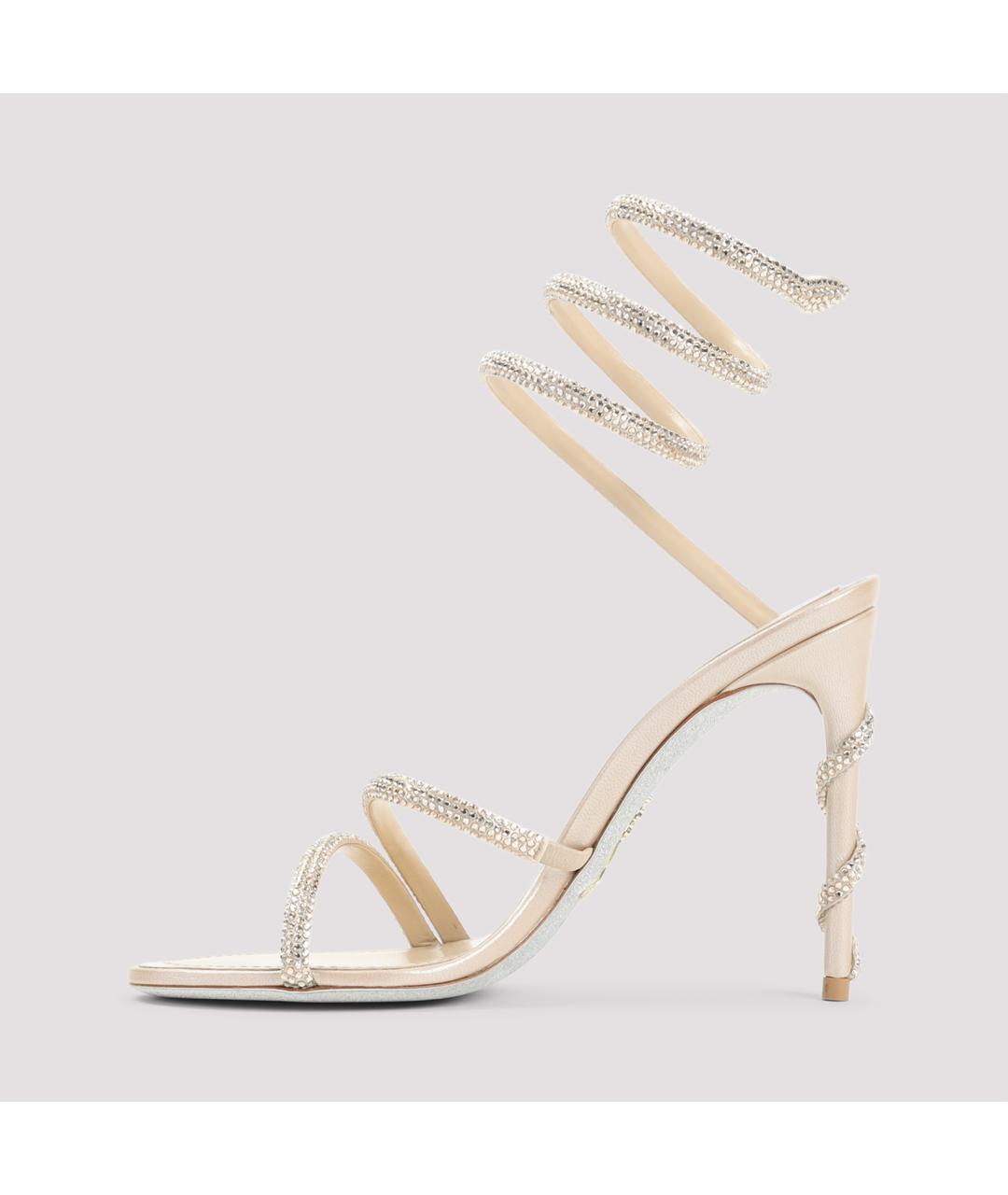 RENE CAOVILLA Бежевые кожаные босоножки, фото 2