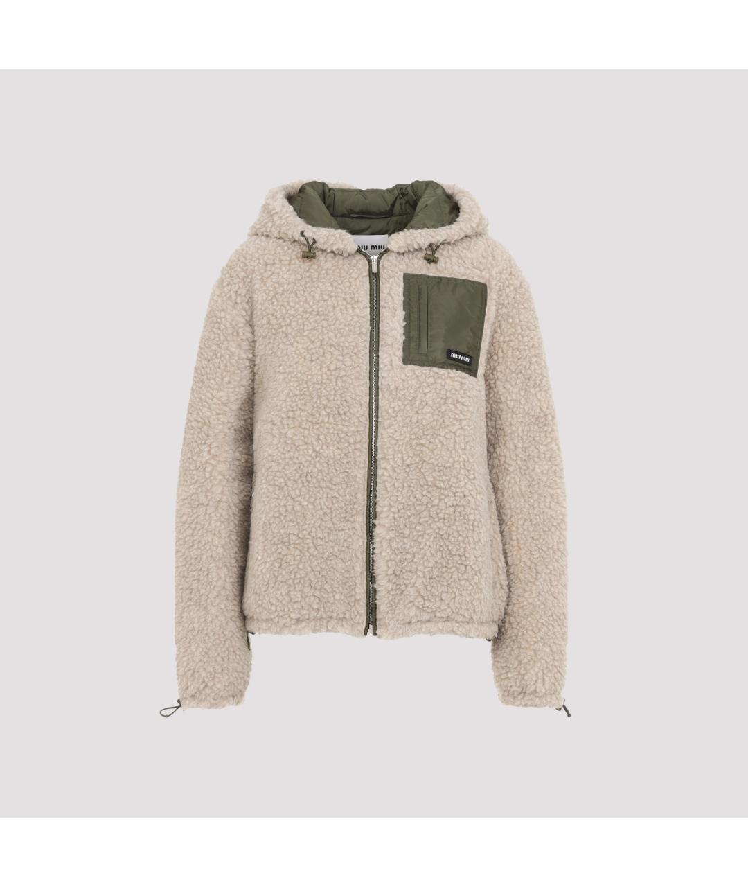 MIU MIU Бежевая шерстяная куртка, фото 2