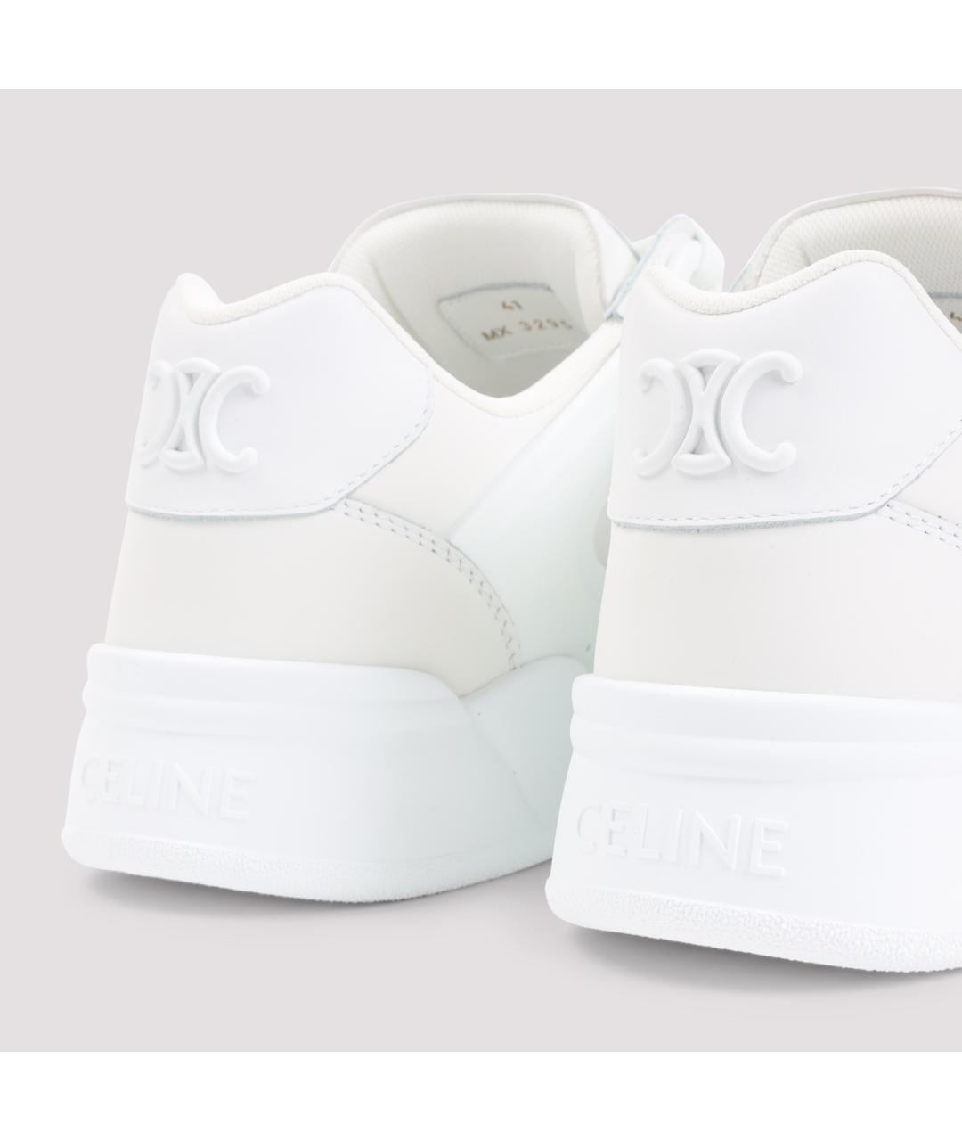 CELINE Белые кожаные низкие кроссовки / кеды, фото 6