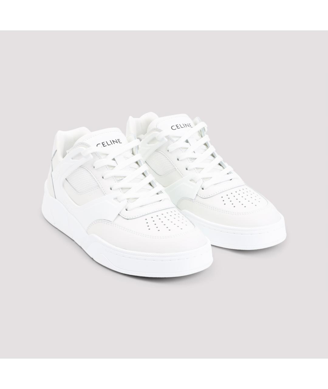 CELINE Белые кожаные низкие кроссовки / кеды, фото 5