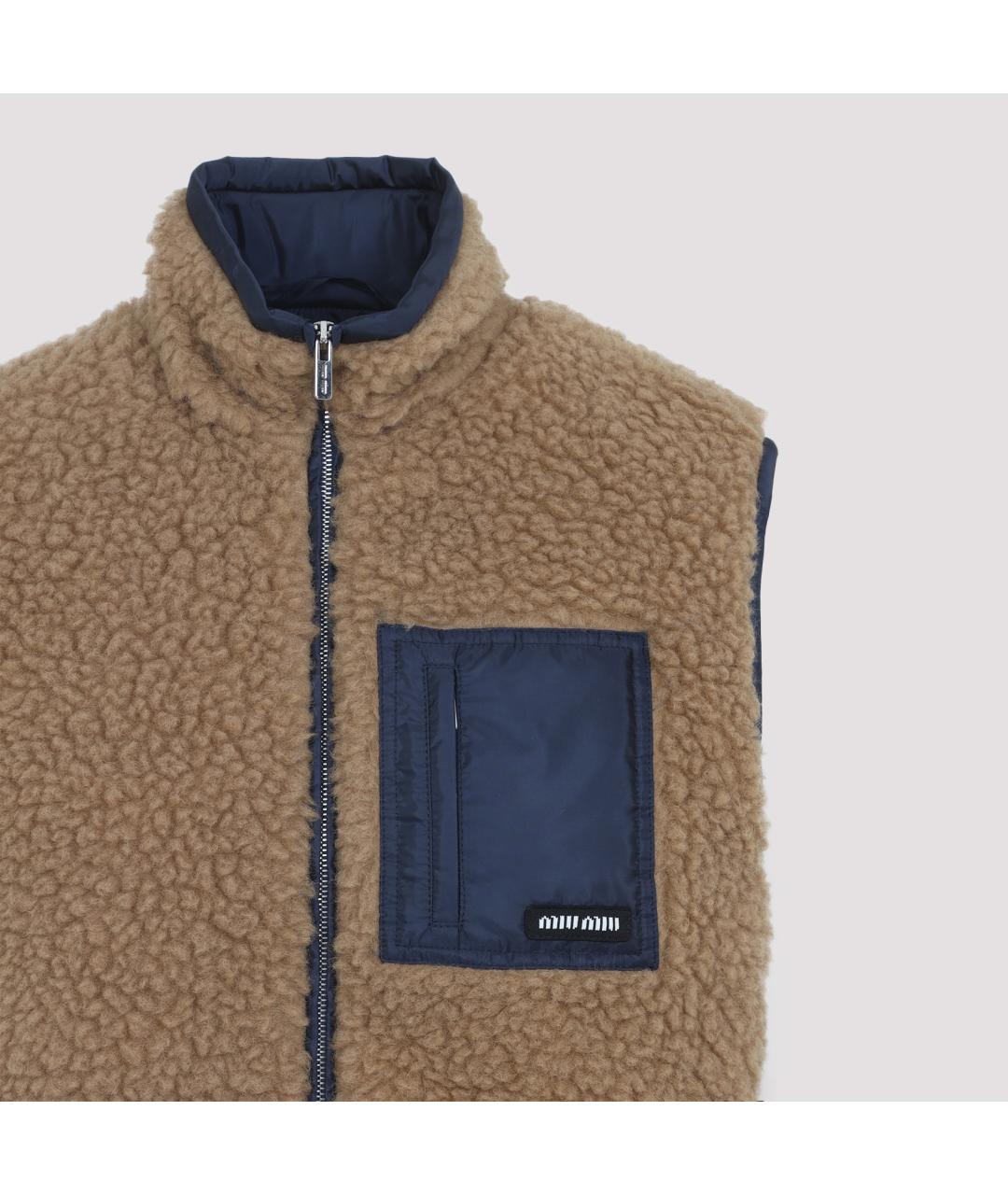 MIU MIU Бежевый шерстяной жилет, фото 5