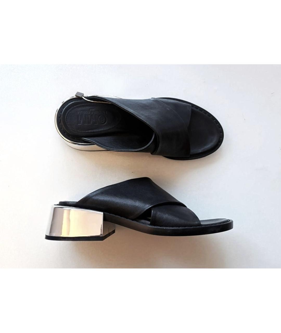 MM6 MAISON MARGIELA Черные кожаные мюли, фото 4