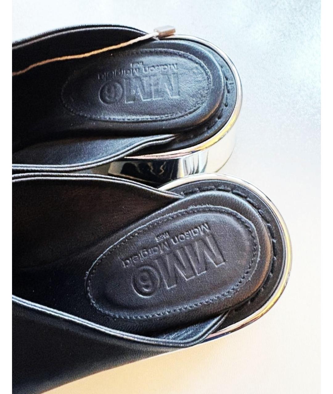 MM6 MAISON MARGIELA Черные кожаные мюли, фото 5