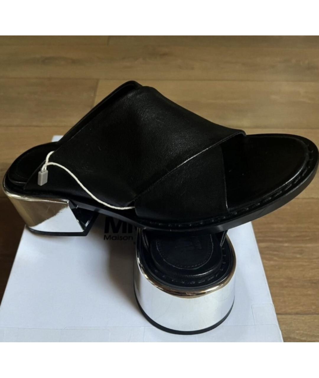 MM6 MAISON MARGIELA Черные кожаные мюли, фото 9