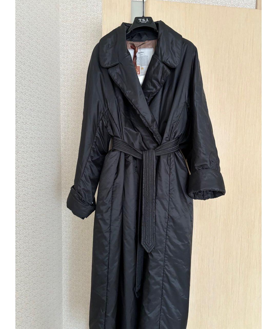 MAX MARA THE CUBE Черное полиэстеровое пальто, фото 3