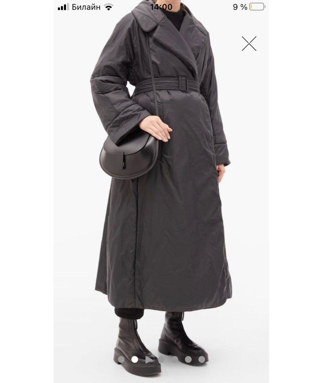 MAX MARA THE CUBE Черное полиэстеровое пальто, фото 7