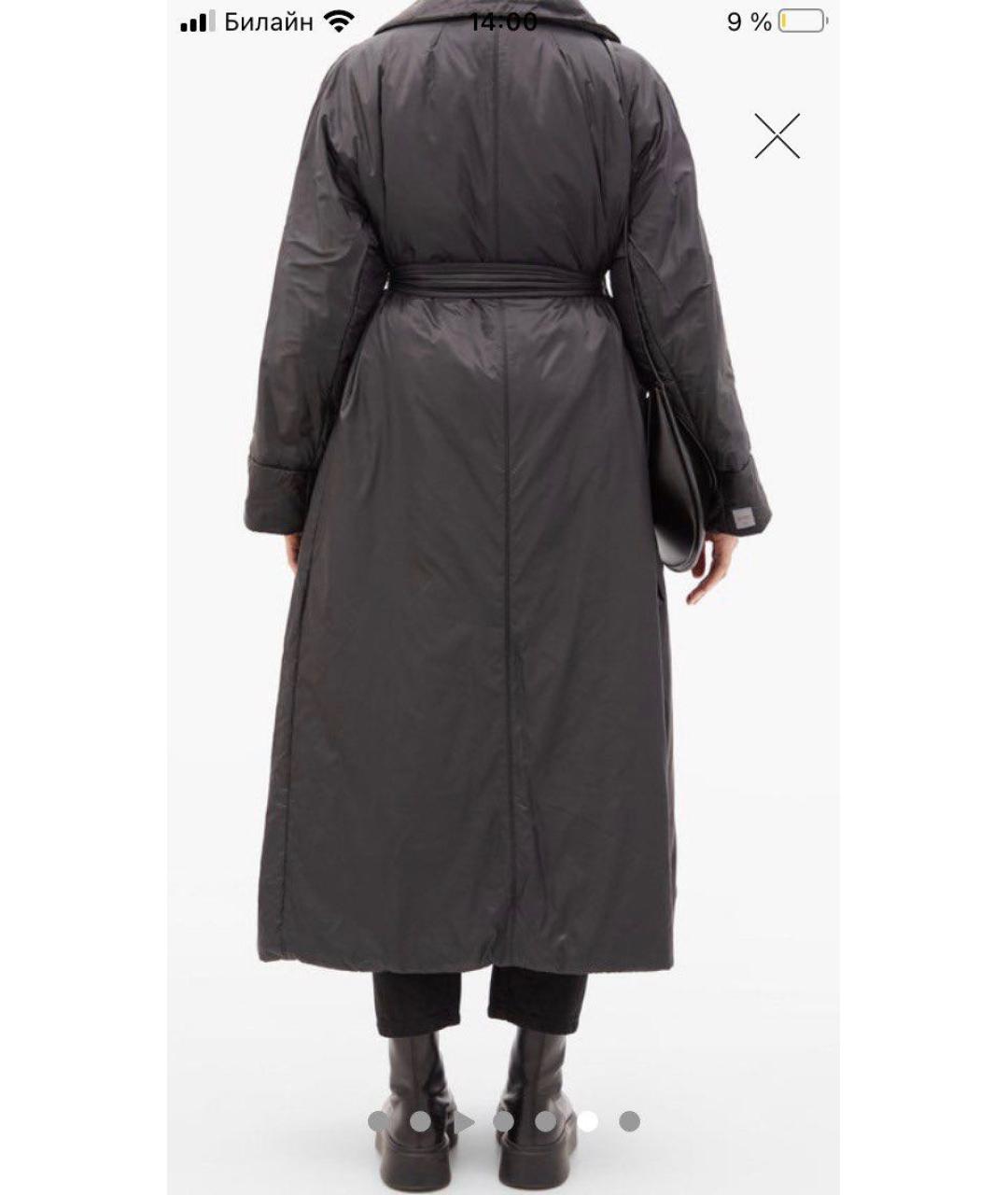 MAX MARA THE CUBE Черное полиэстеровое пальто, фото 2