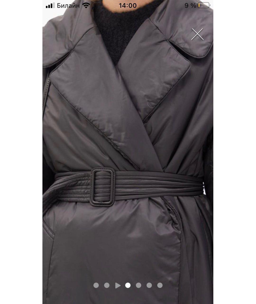 MAX MARA THE CUBE Черное полиэстеровое пальто, фото 4