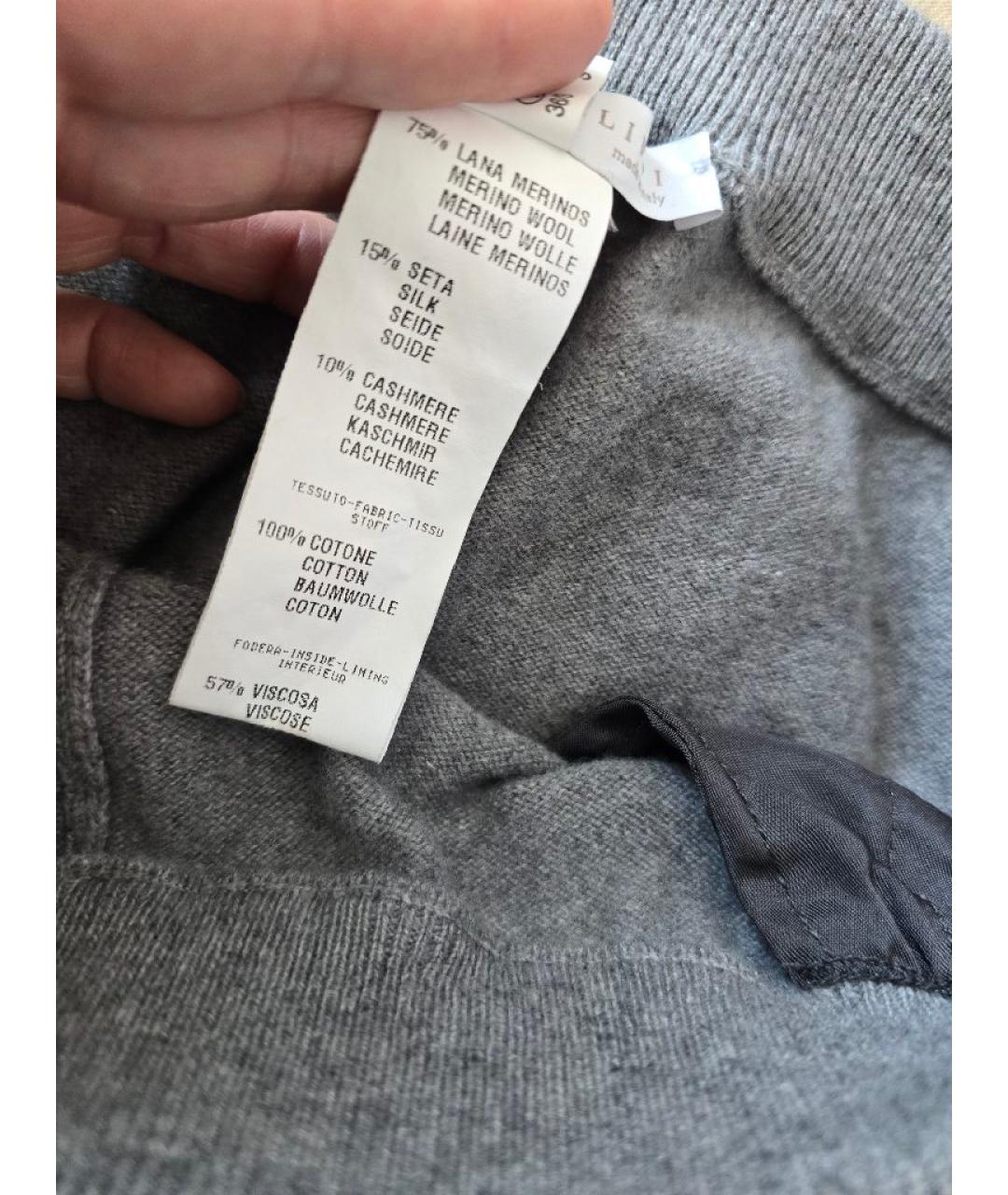 FABIANA FILIPPI Серые шерстяные брюки широкие, фото 4