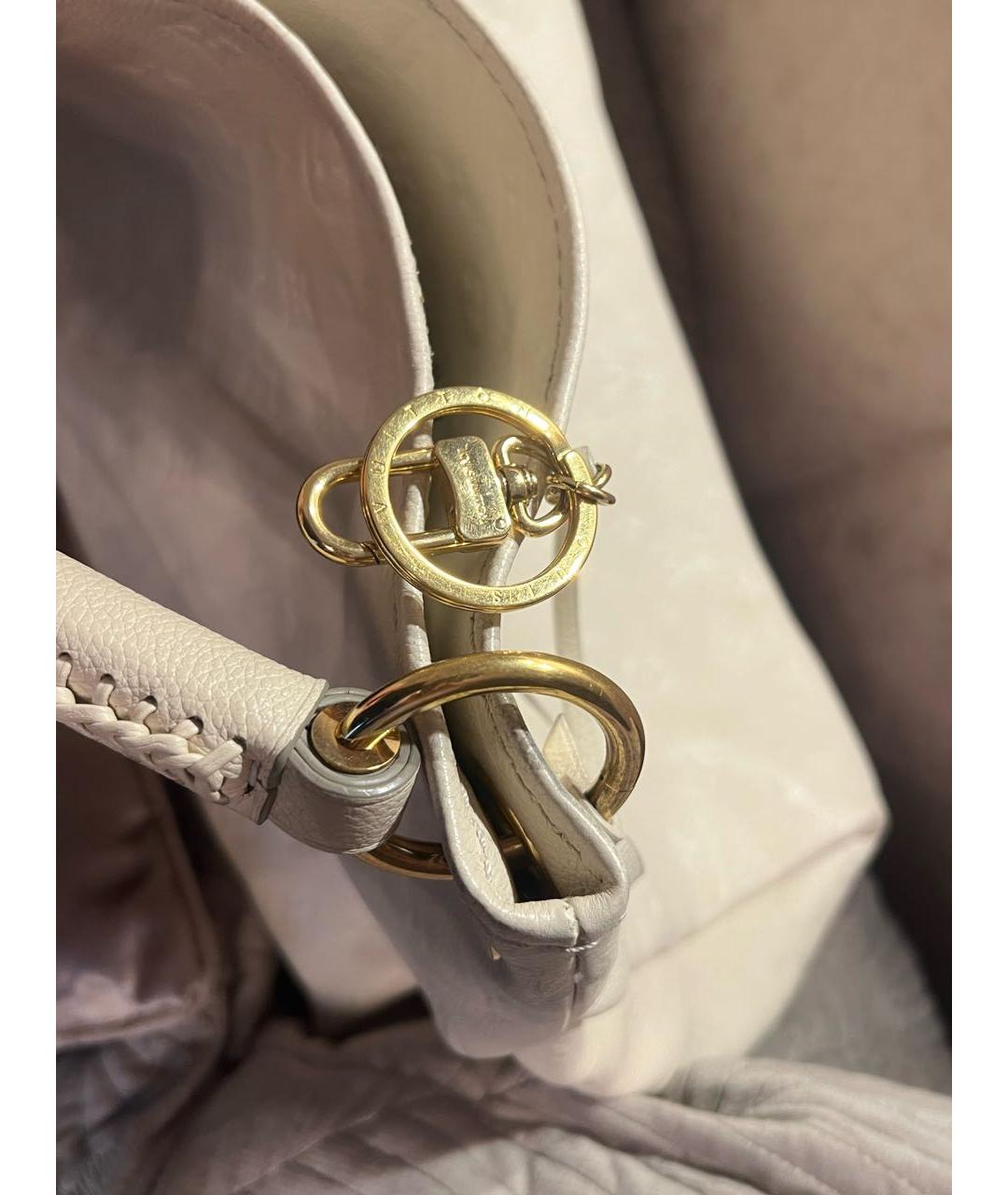 LOUIS VUITTON Белая кожаная сумка с короткими ручками, фото 4