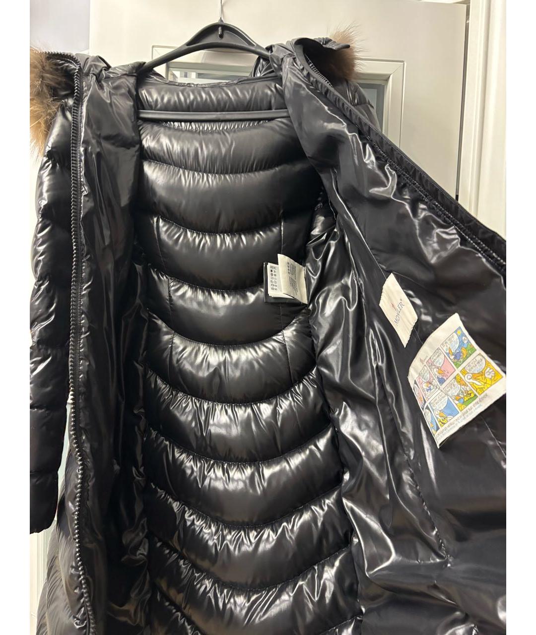 MONCLER Черный полиэстеровый пуховик, фото 4