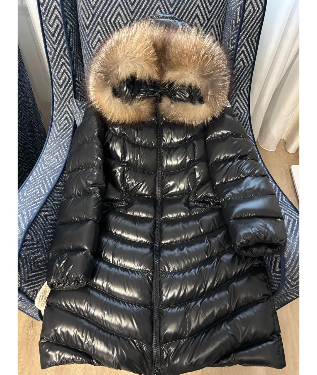 MONCLER Черный полиэстеровый пуховик, фото 9