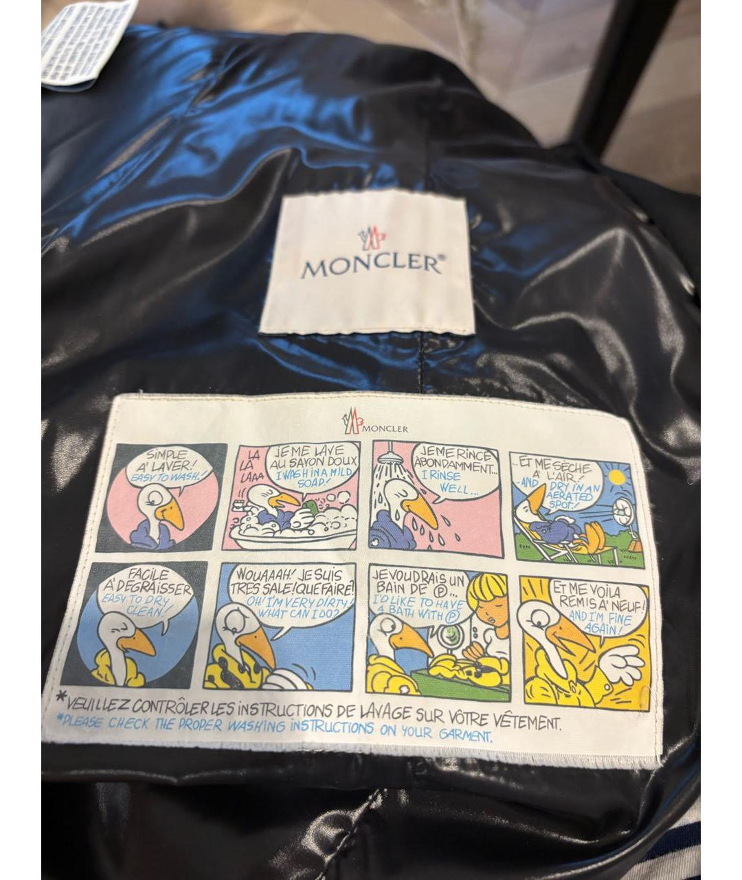 MONCLER Черный полиэстеровый пуховик, фото 7