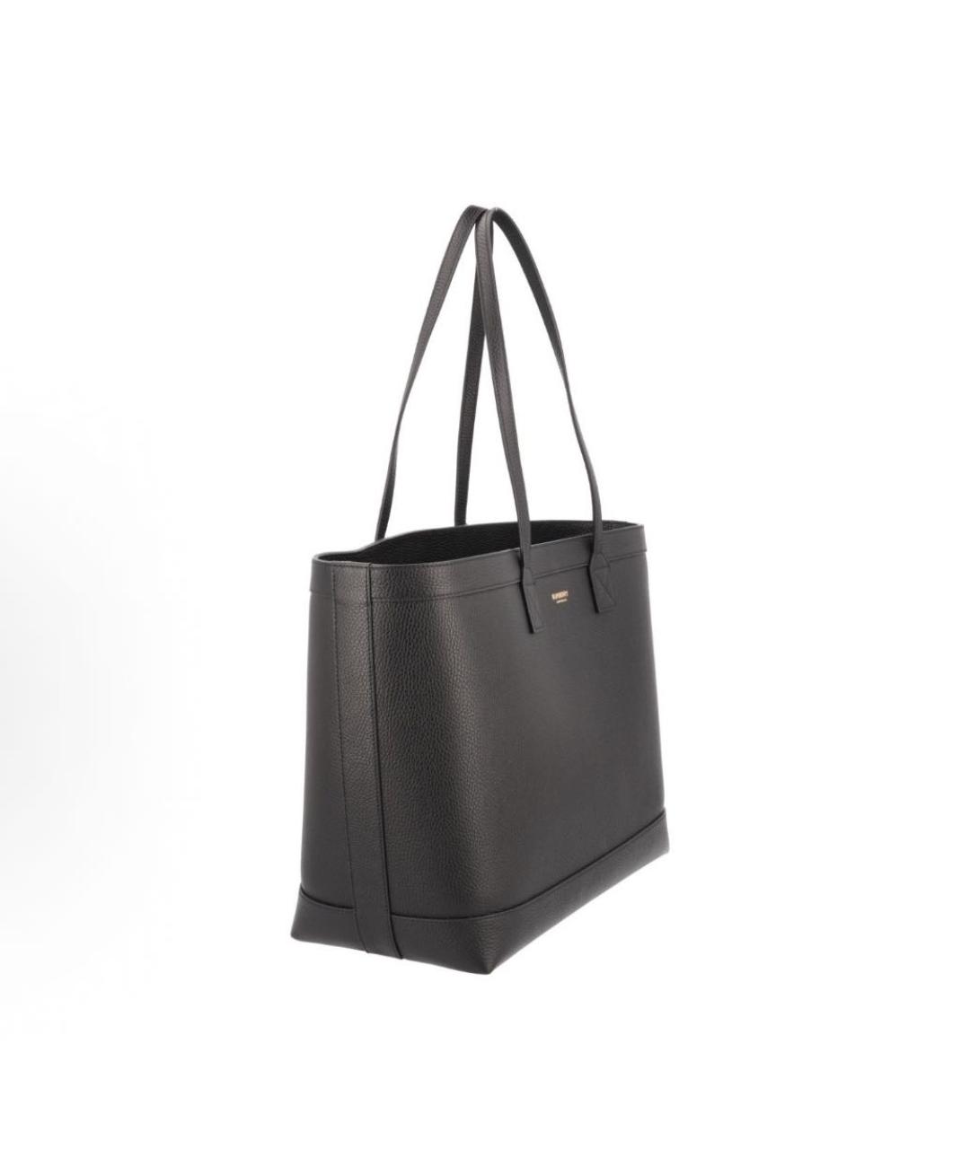 BURBERRY Черная кожаная сумка с короткими ручками, фото 2