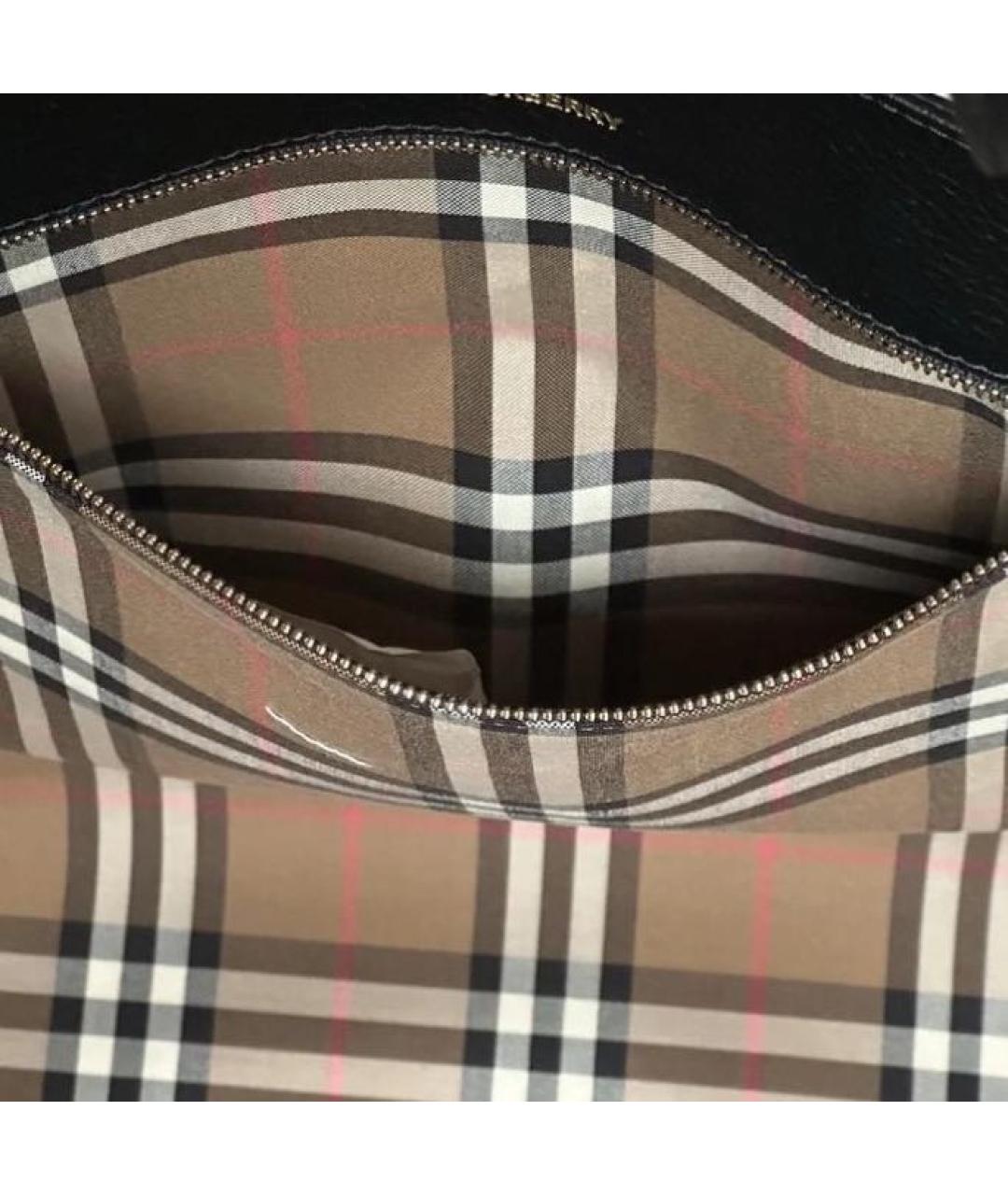 BURBERRY Черная кожаная сумка с короткими ручками, фото 4