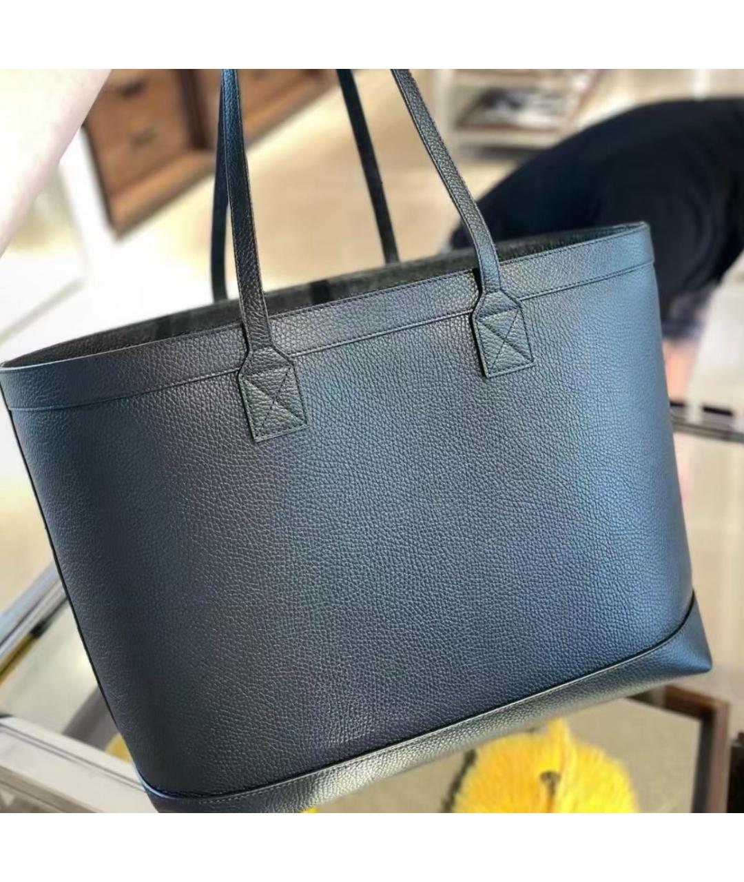 BURBERRY Черная кожаная сумка с короткими ручками, фото 6