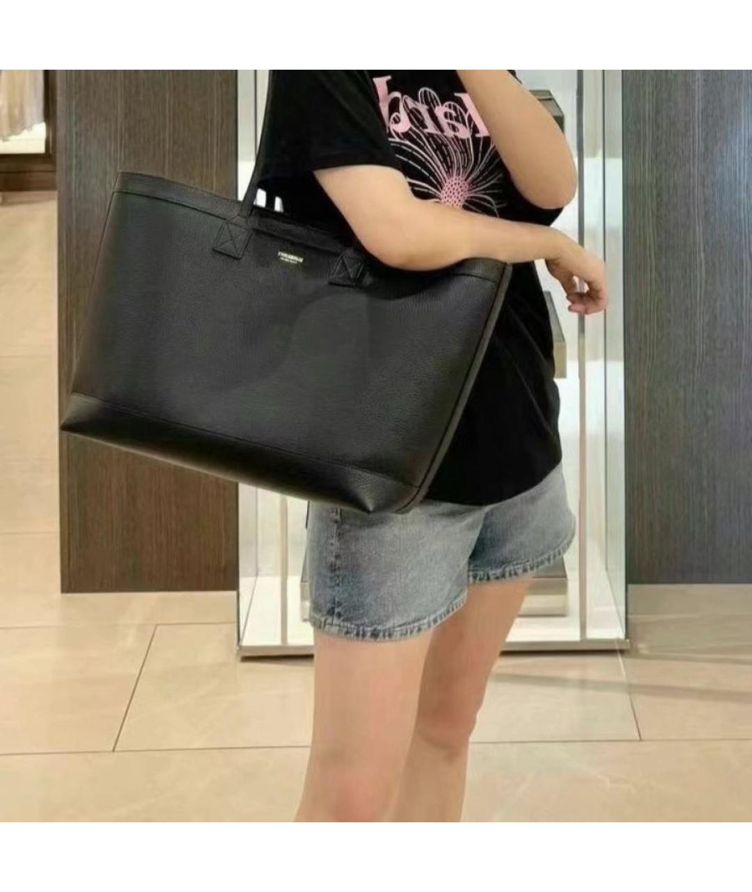 BURBERRY Черная кожаная сумка с короткими ручками, фото 8