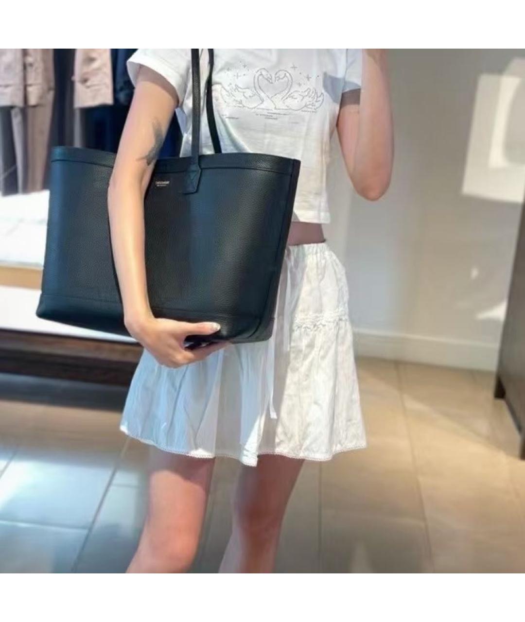 BURBERRY Черная кожаная сумка с короткими ручками, фото 7