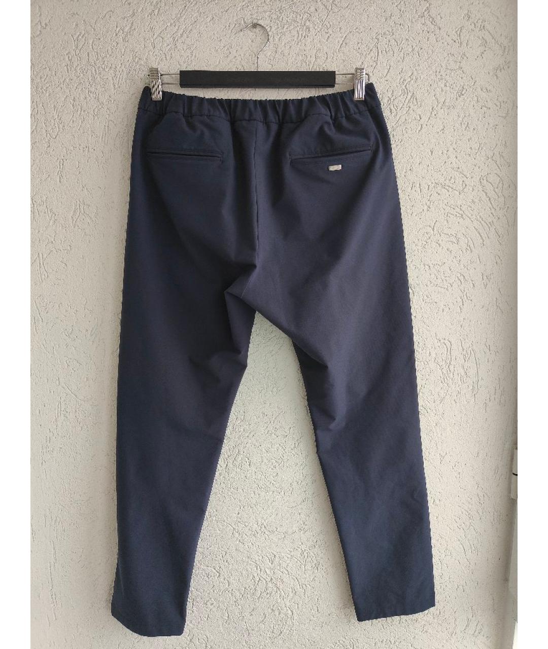 HERNO Темно-синие полиэстеровые брюки чинос, фото 4