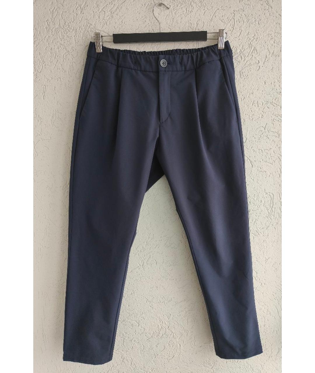 HERNO Темно-синие полиэстеровые брюки чинос, фото 7