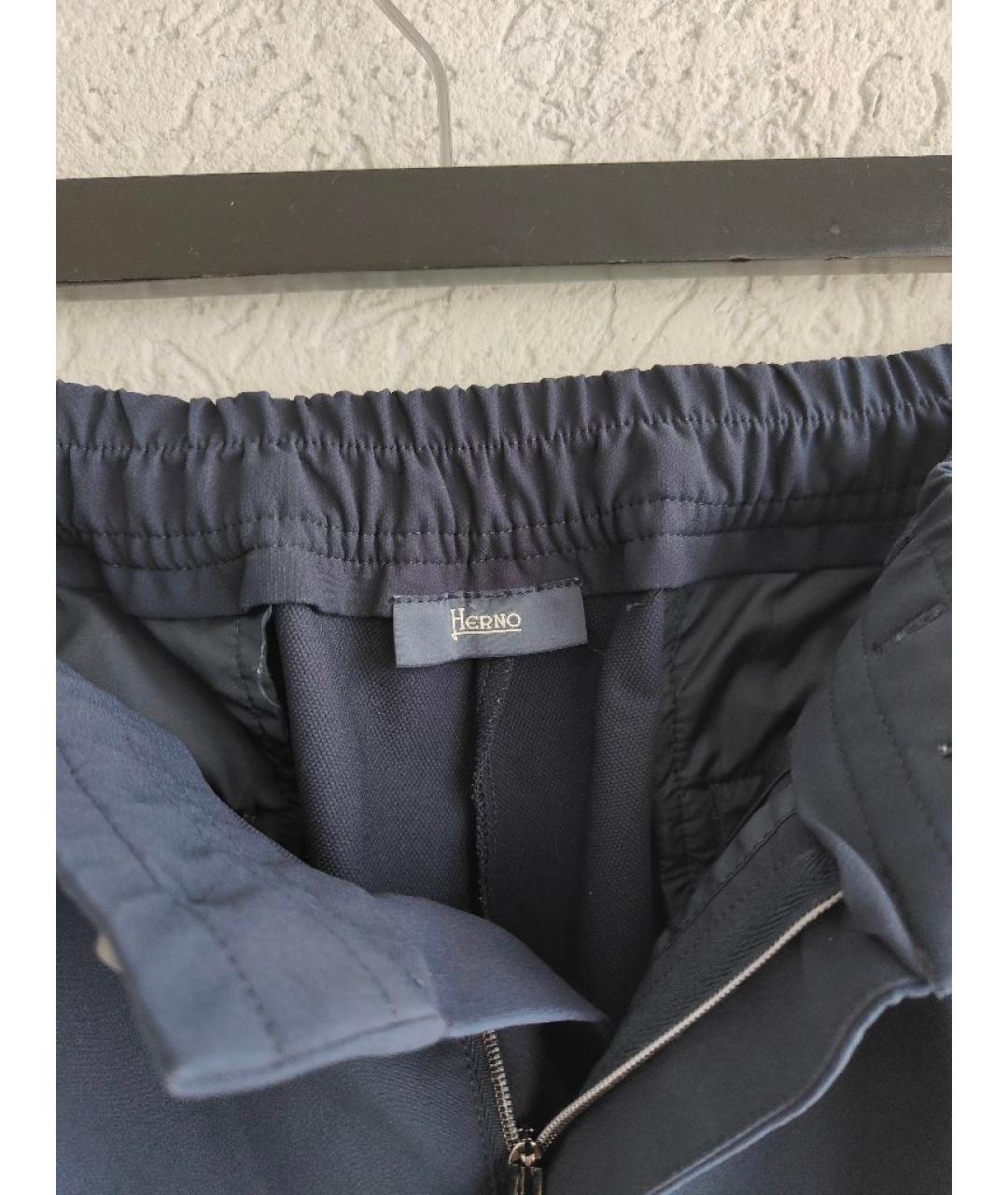 HERNO Темно-синие полиэстеровые брюки чинос, фото 5