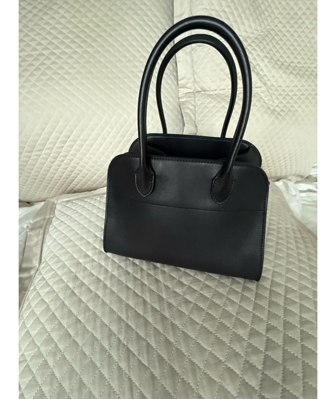 THE ROW Черная кожаная сумка с короткими ручками, фото 5