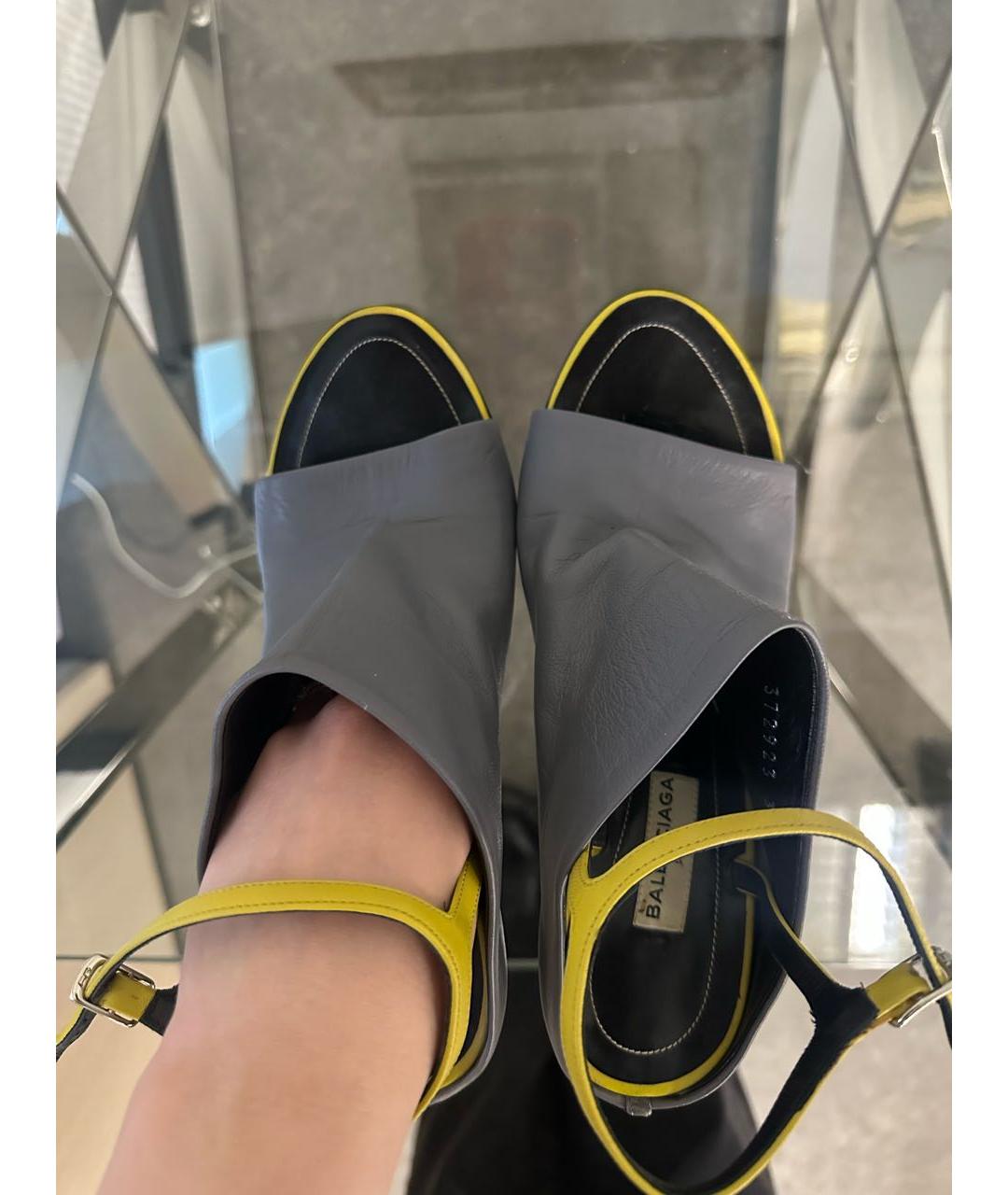 BALENCIAGA Серые кожаные туфли, фото 4