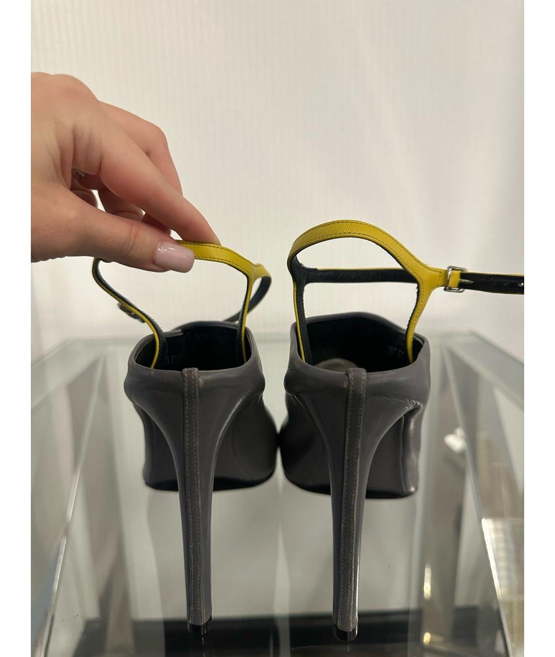 BALENCIAGA Серые кожаные туфли, фото 3