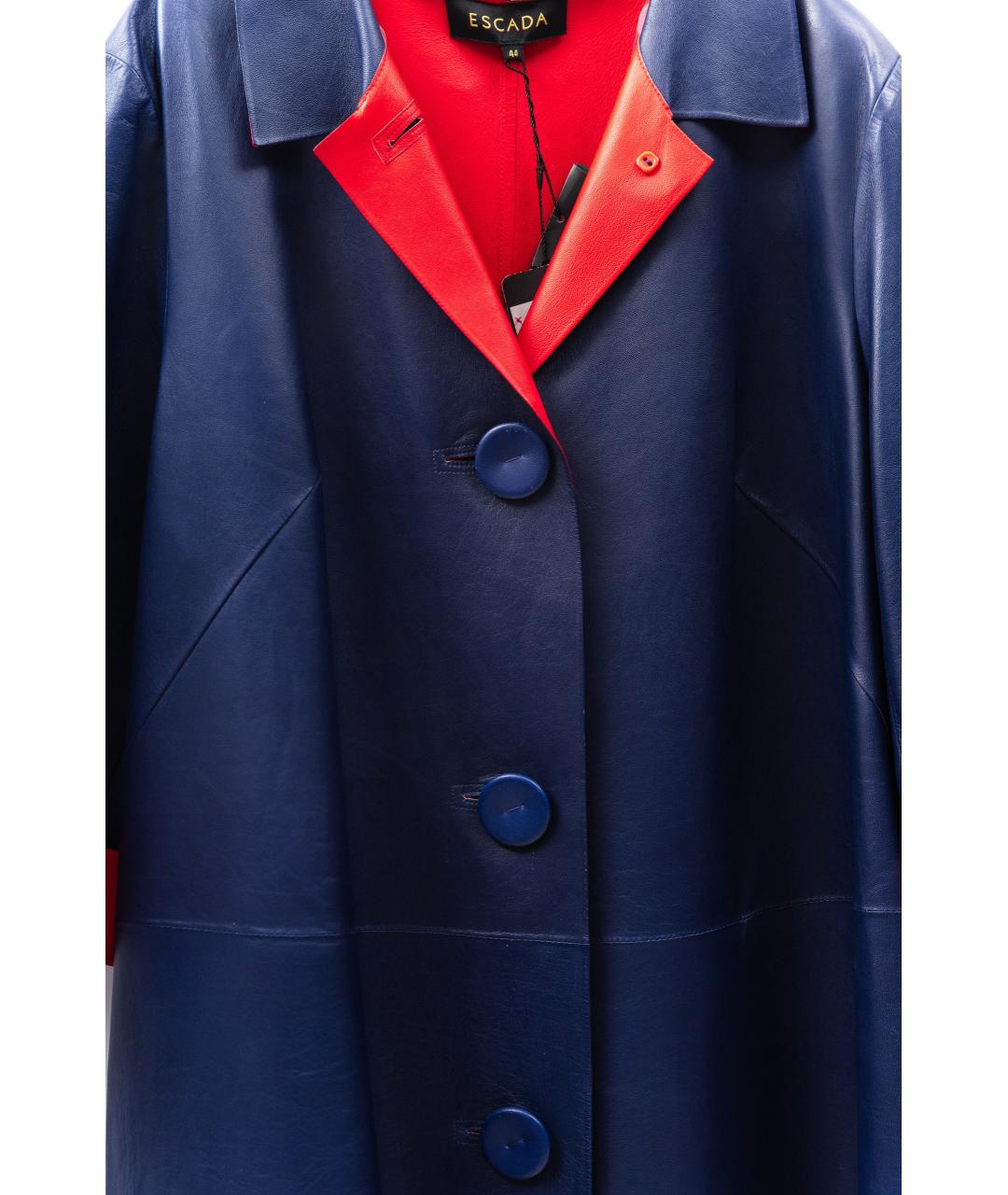 ESCADA Темно-синий кожаный тренч/плащ, фото 4