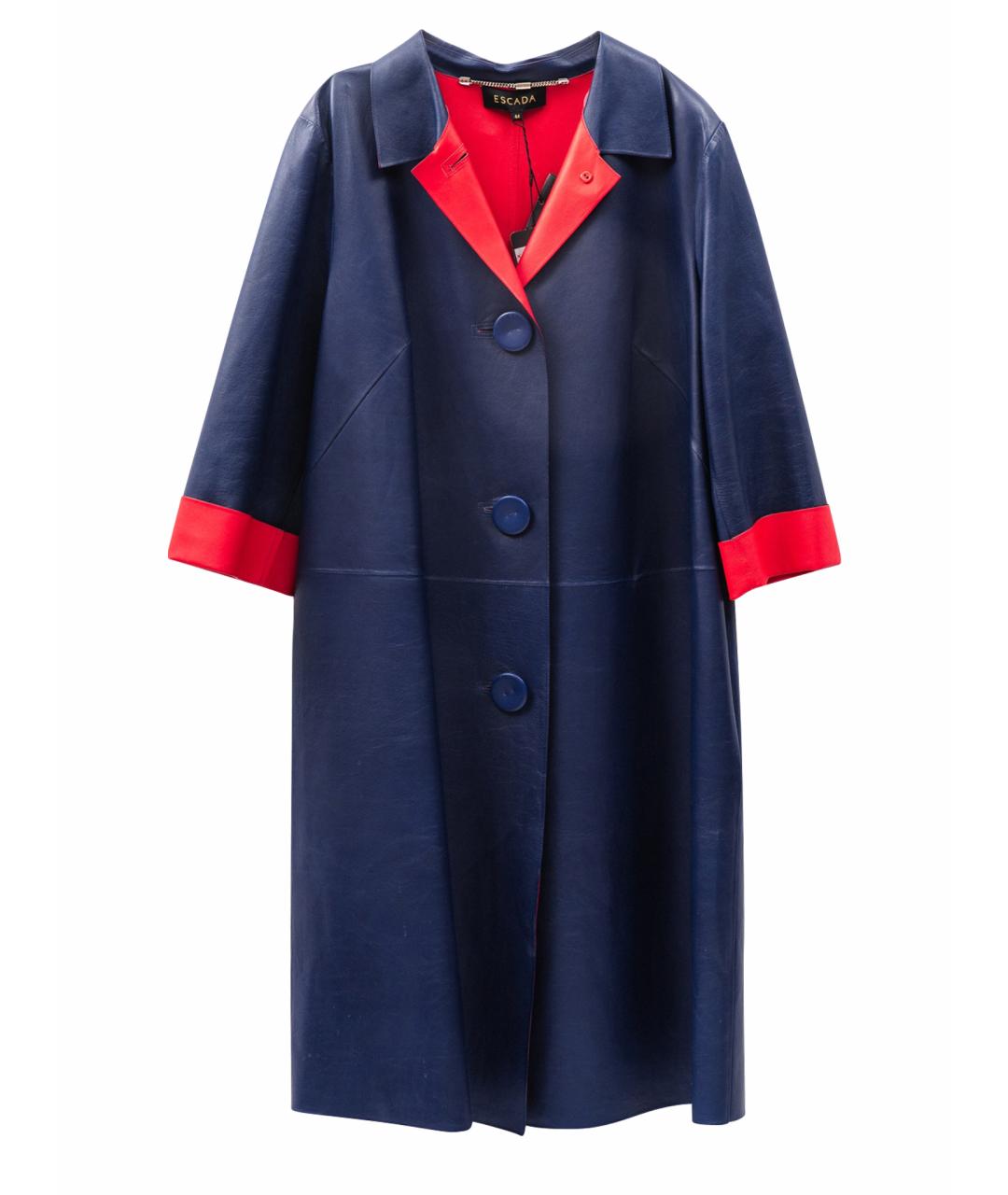 ESCADA Темно-синий кожаный тренч/плащ, фото 1