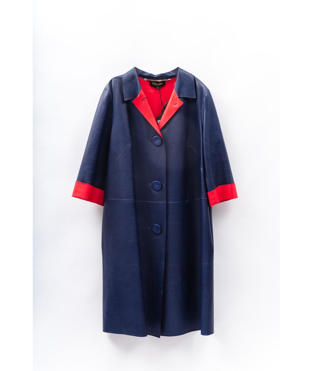 ESCADA Темно-синий кожаный тренч/плащ, фото 7