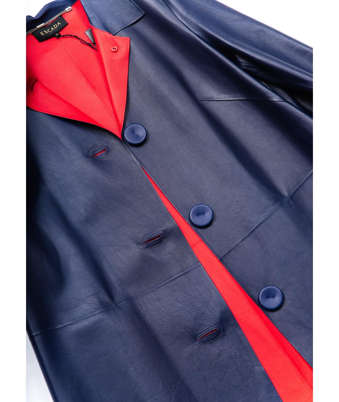 ESCADA Темно-синий кожаный тренч/плащ, фото 5