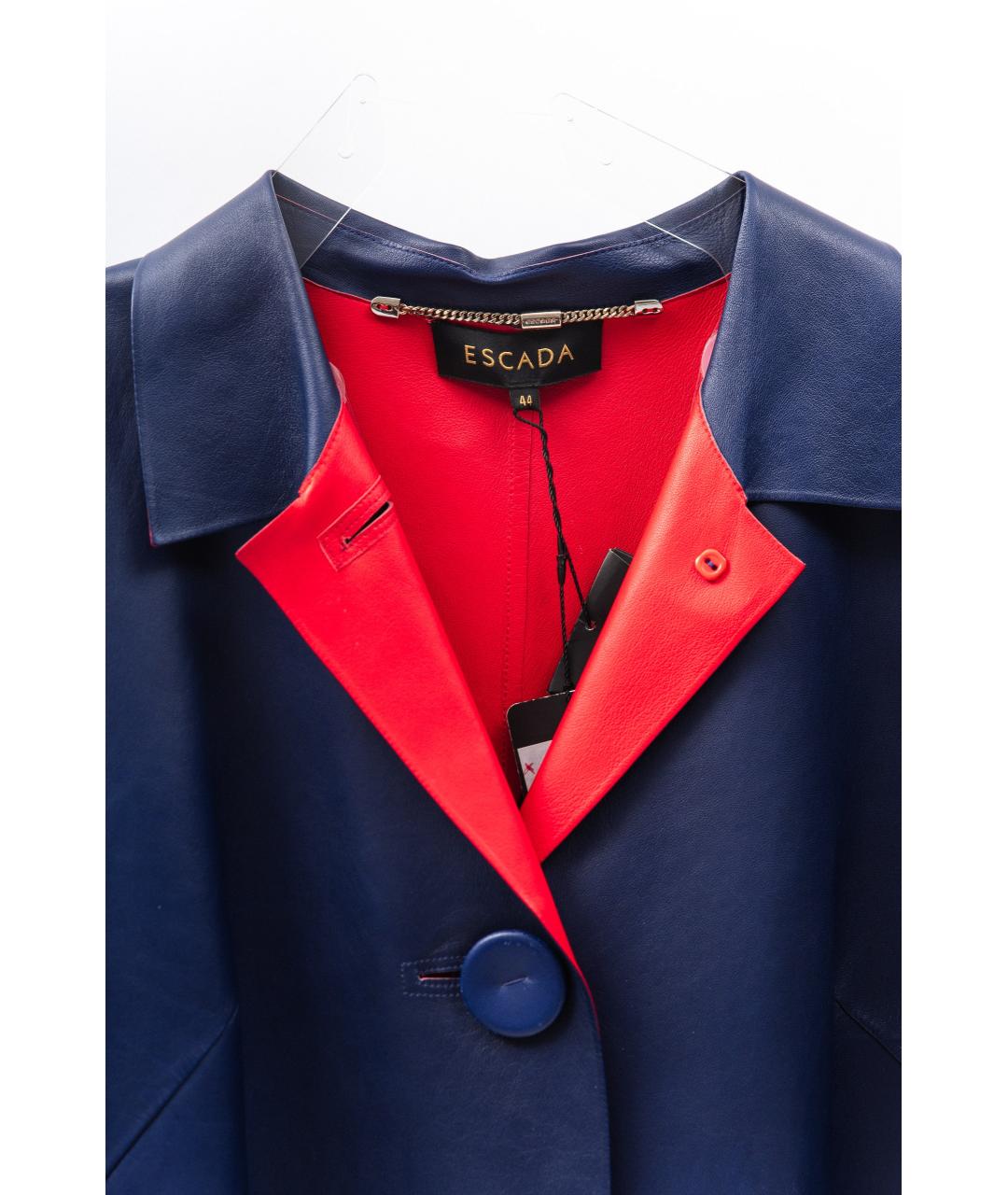ESCADA Темно-синий кожаный тренч/плащ, фото 3