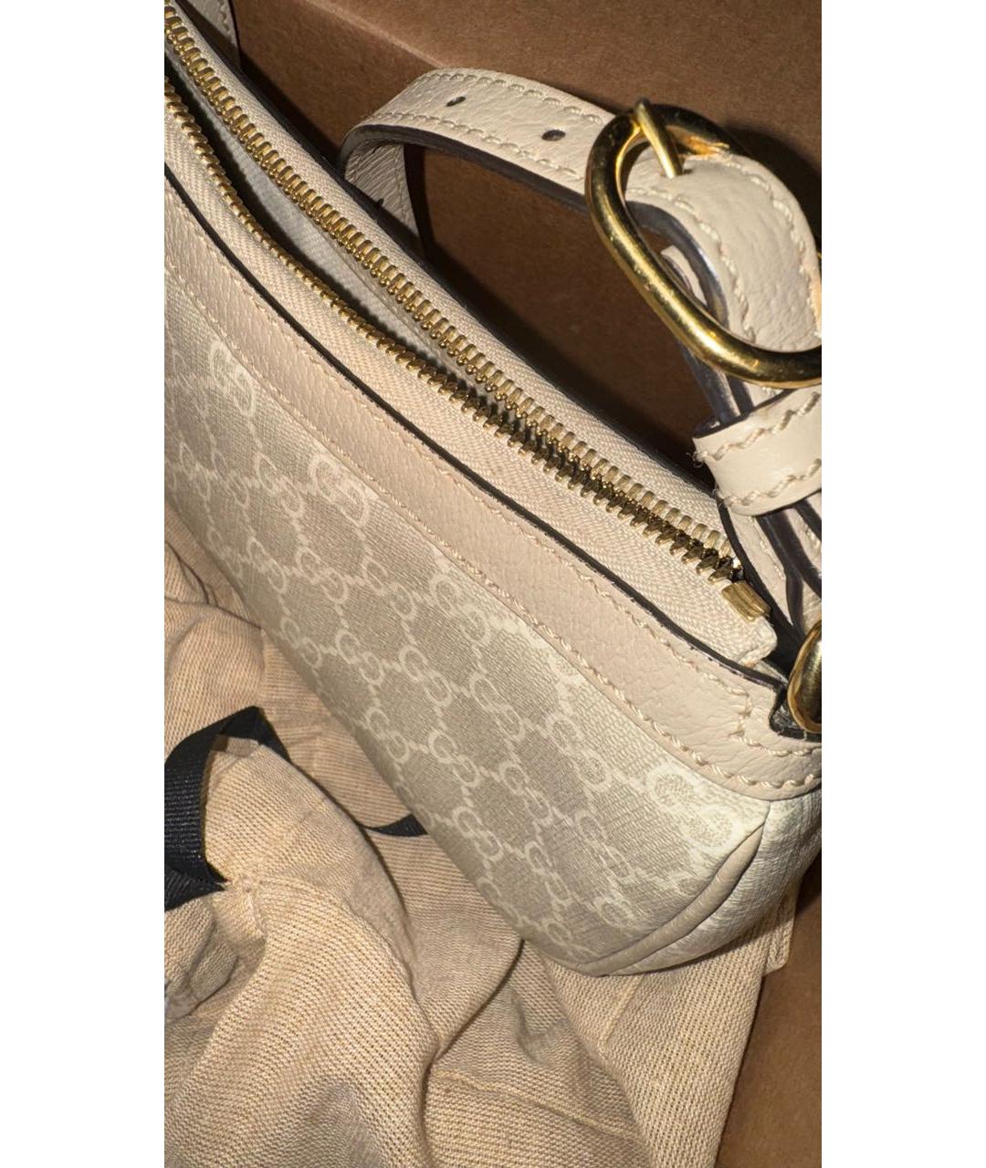 GUCCI Бежевая кожаная сумка с короткими ручками, фото 4