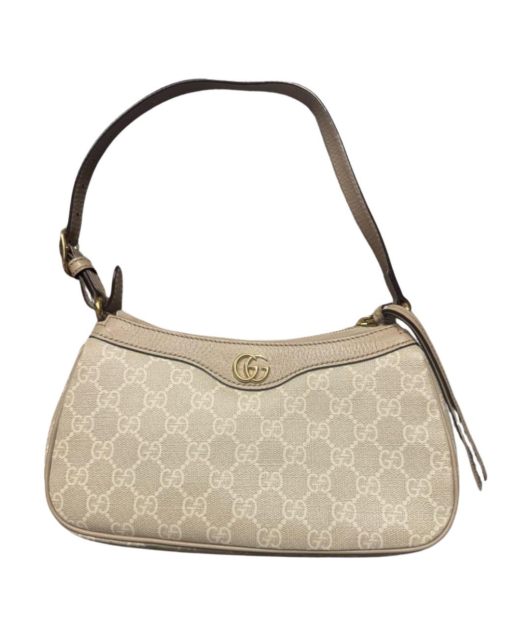 GUCCI Бежевая кожаная сумка с короткими ручками, фото 9