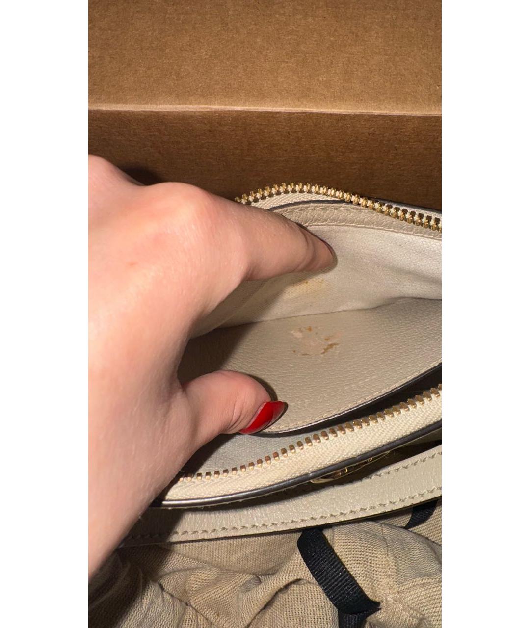 GUCCI Бежевая кожаная сумка с короткими ручками, фото 5
