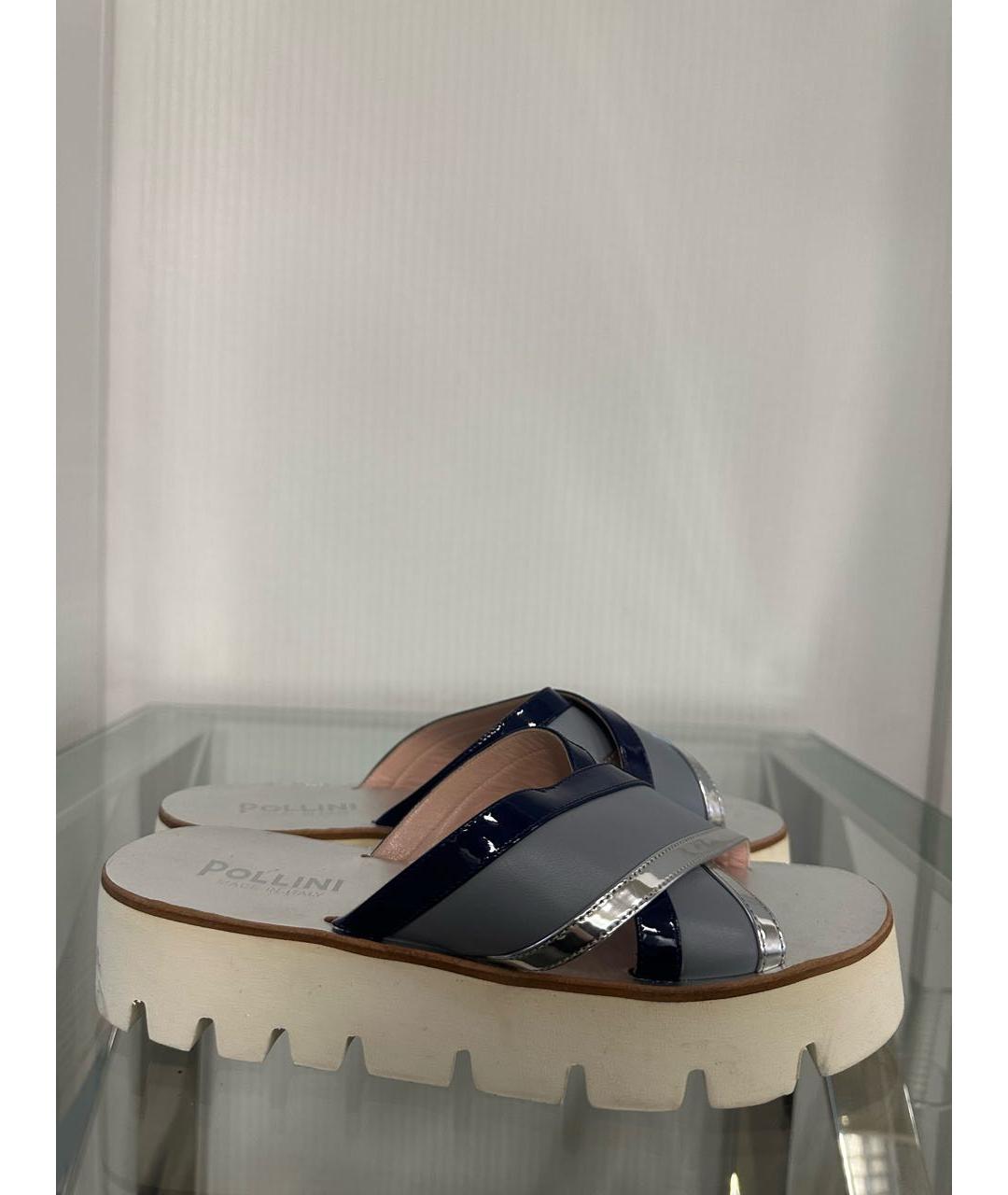 POLLINI Серые кожаные сабо, фото 5