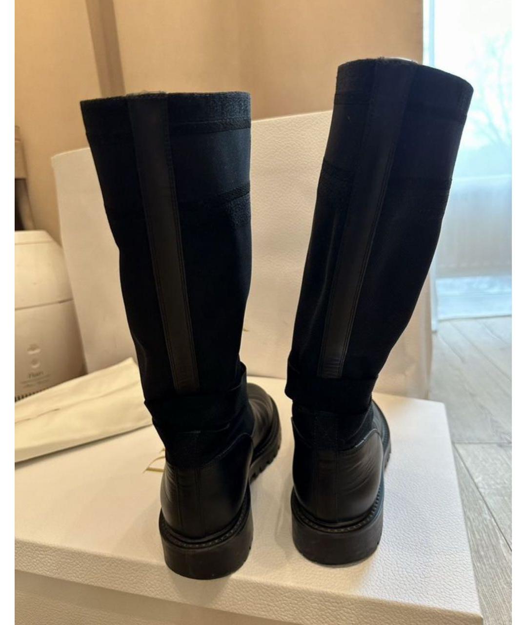 CHRISTIAN DIOR Черные кожаные сапоги, фото 2