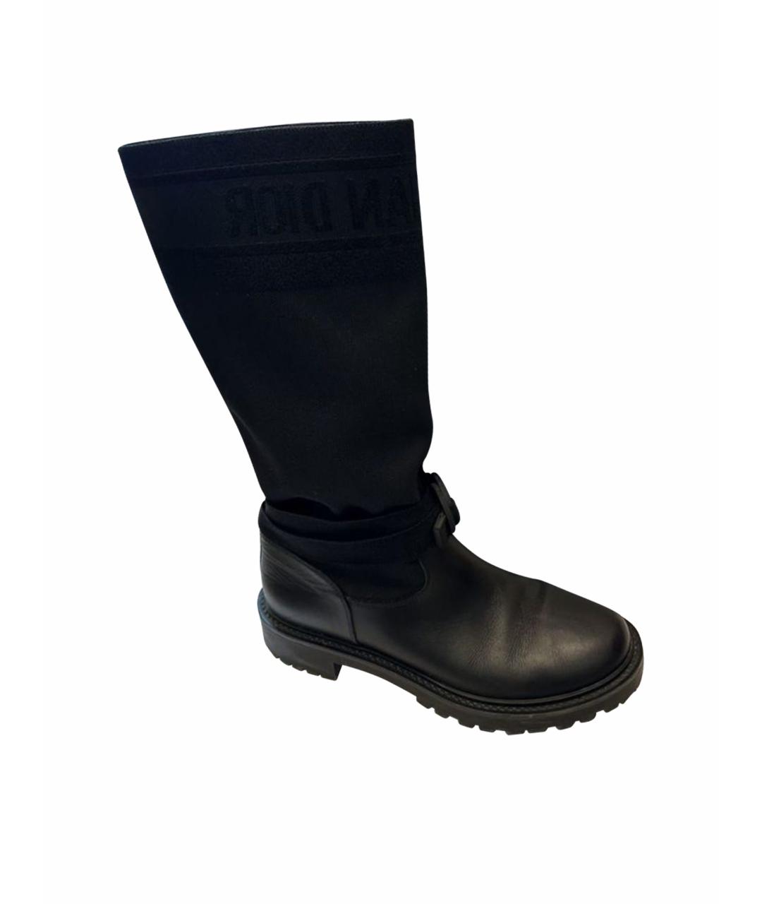 CHRISTIAN DIOR Черные кожаные сапоги, фото 1