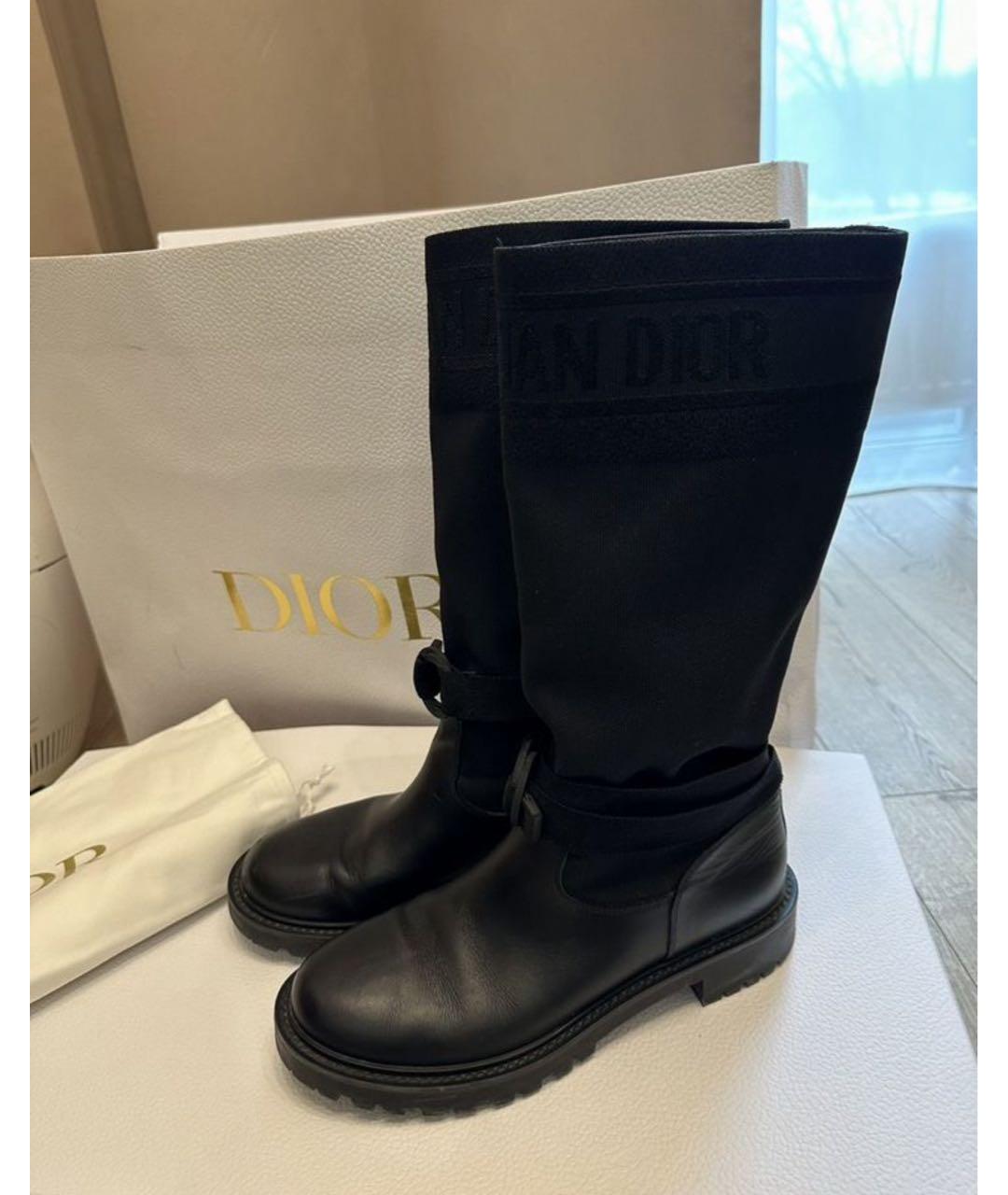 CHRISTIAN DIOR Черные кожаные сапоги, фото 5