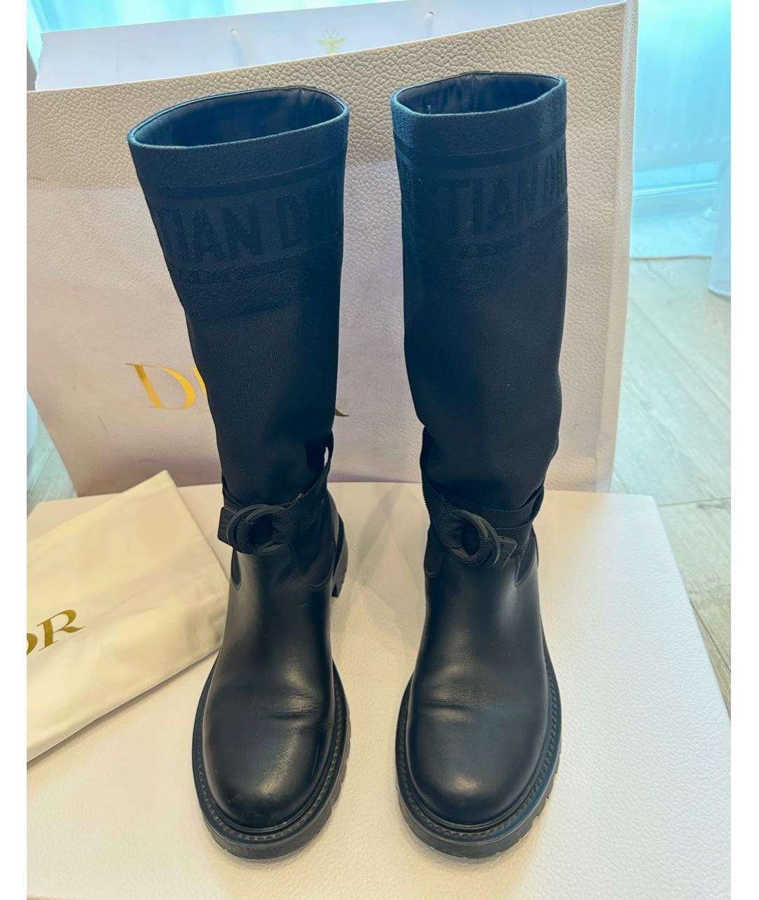CHRISTIAN DIOR Черные кожаные сапоги, фото 4