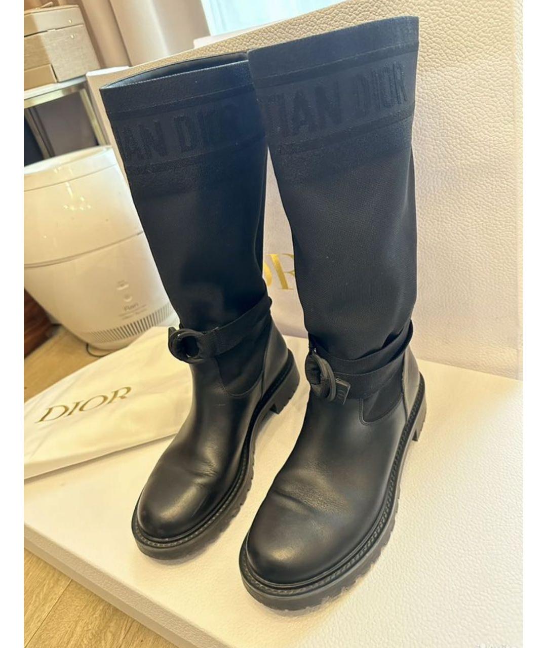 CHRISTIAN DIOR Черные кожаные сапоги, фото 3