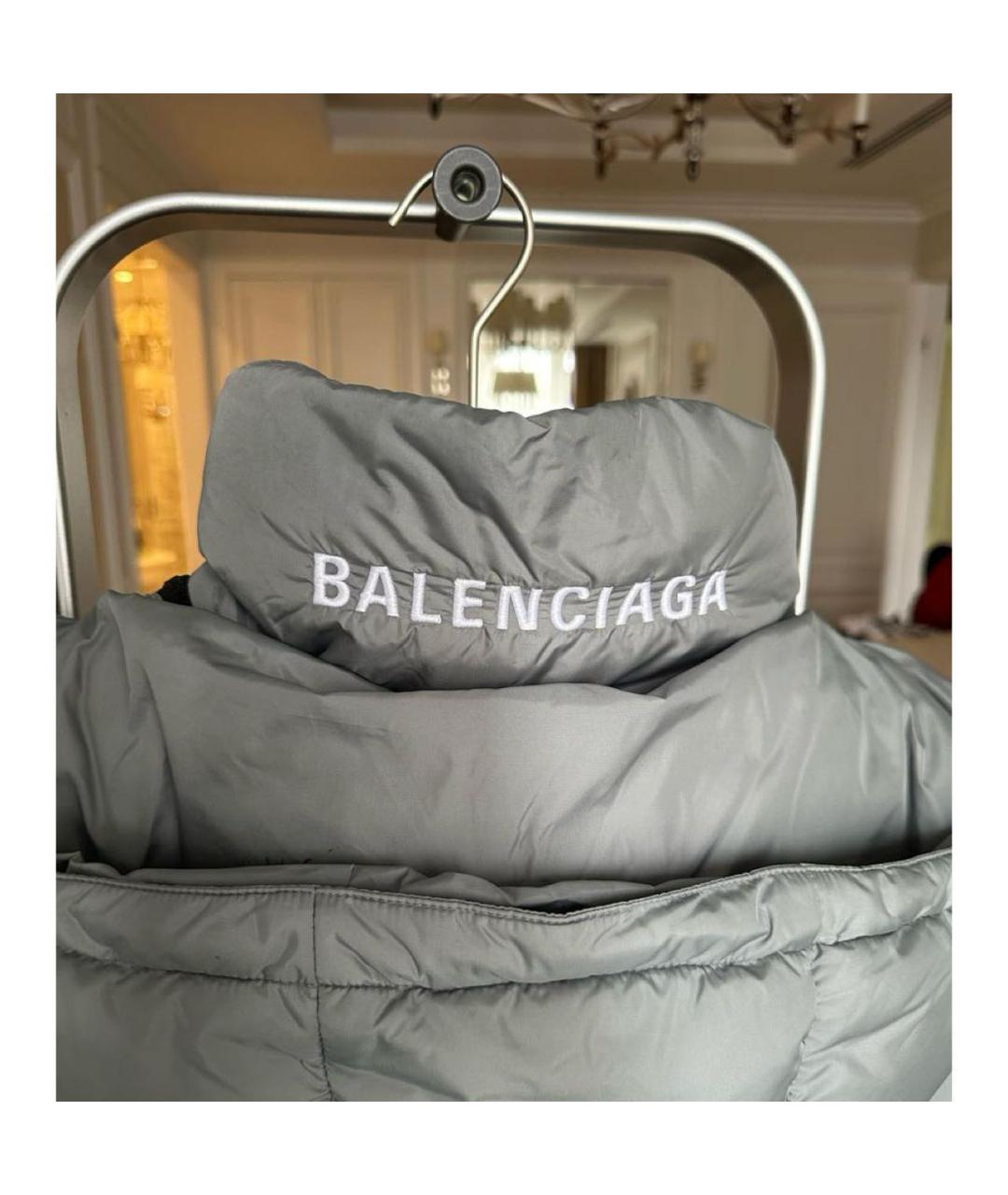 BALENCIAGA Серый полиамидовый пуховик, фото 3
